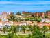 View of Silves town with famous castle and cathedral in the Algarve region, Portugal