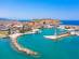 Aerial view of the old Venetian harbor of Rethimno in Crete, Greece