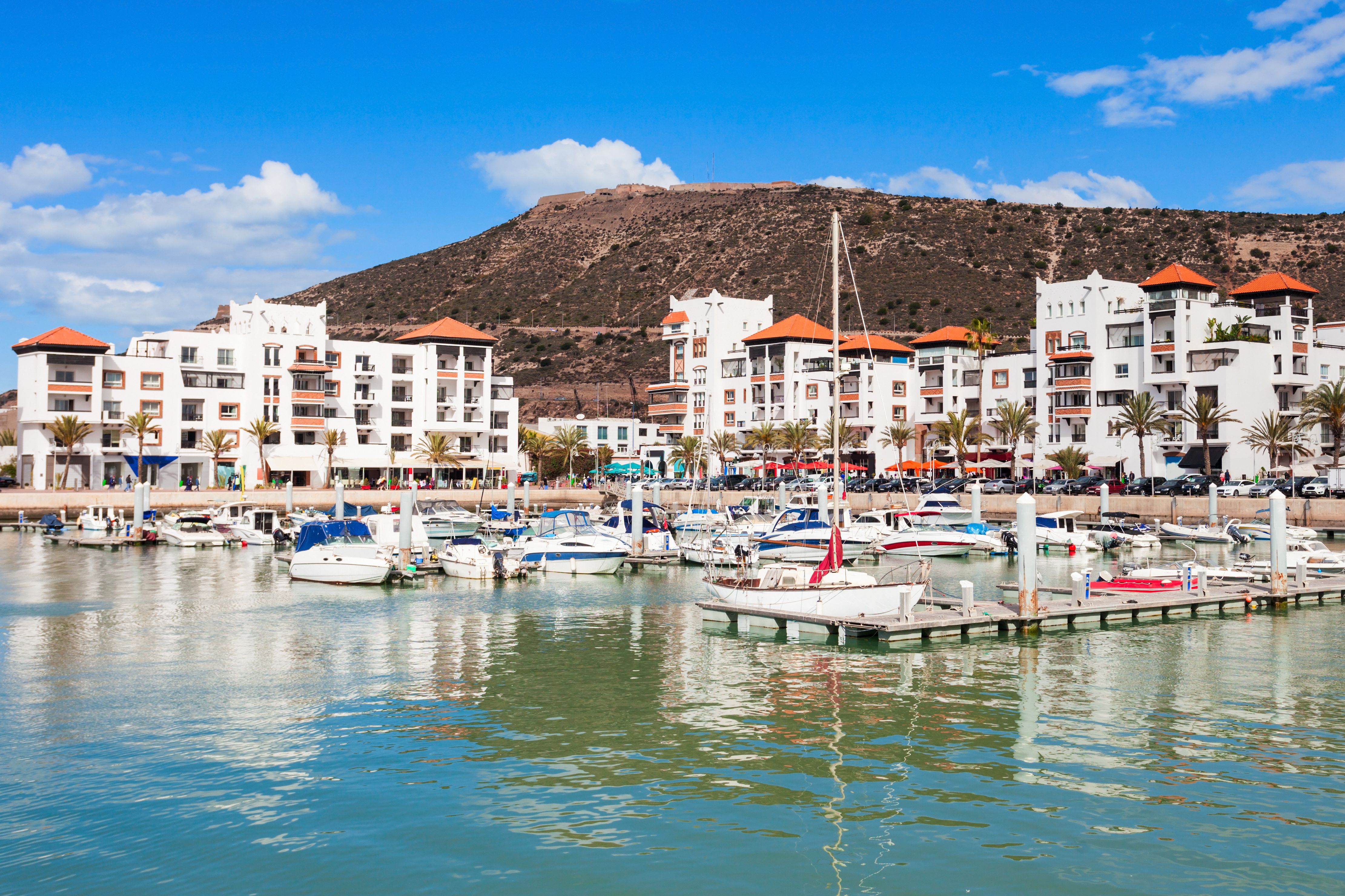 Boats at the Marina harbour in Agadir town, Morocco