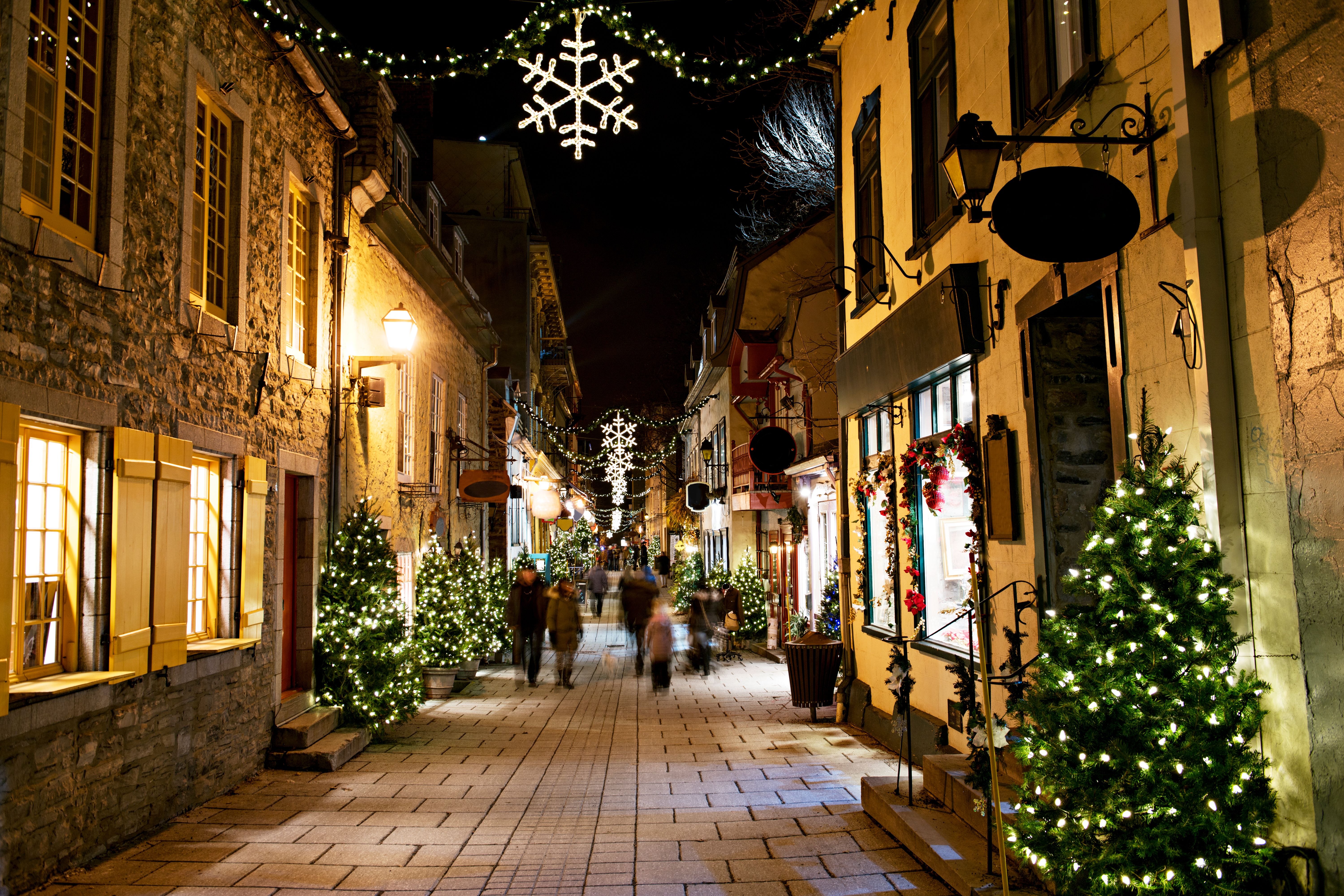 The Petit-Champlain at Lower Old Town (Basse-Ville) decorated for Christmas in Quebec City