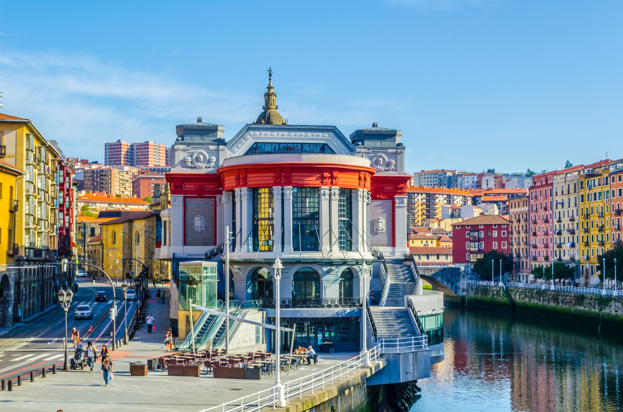 A view of colourful Bilbao city in Spain