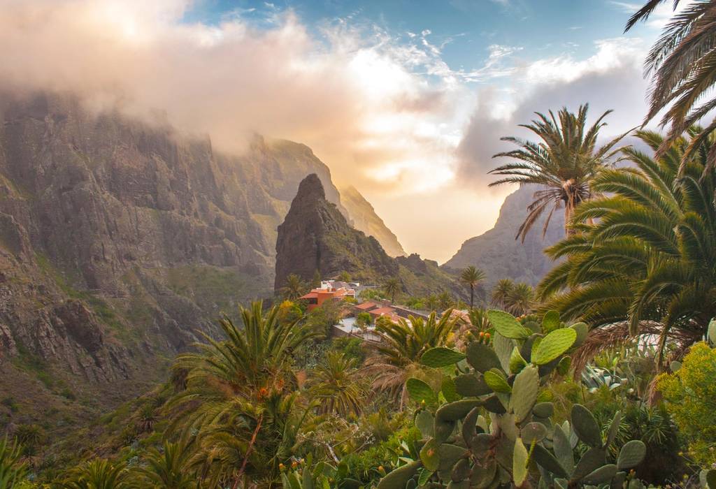 landscape view of mountain village Masca, in Tenerife, Canary Islands