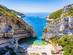 An aerial view of Stiniva beach on Vis Island in Croatia