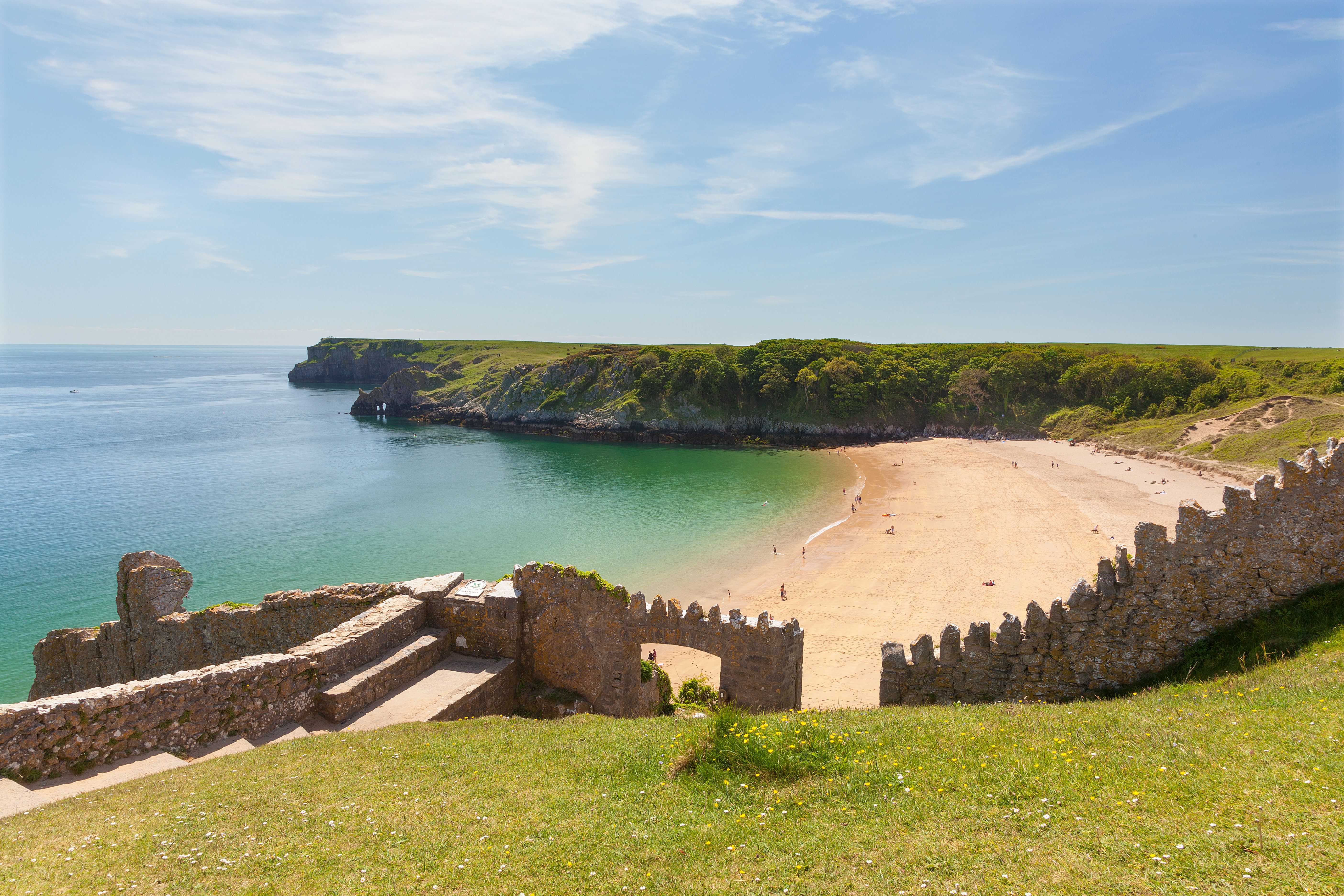 A view over Barafundle Bay in Pembrokeshire, Wales