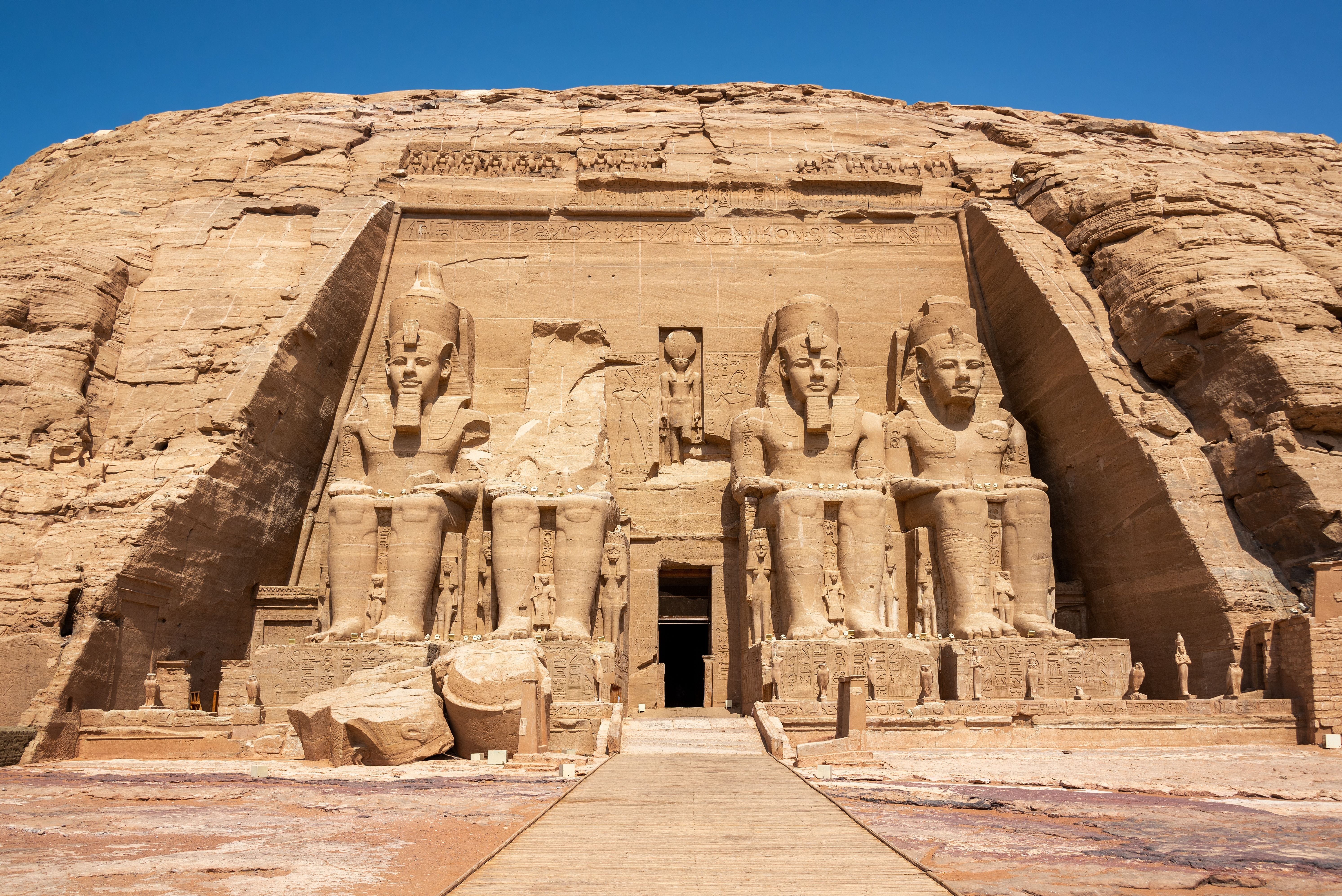 View of the entrance to Abu Simbel Temple near Aswan, Egypt