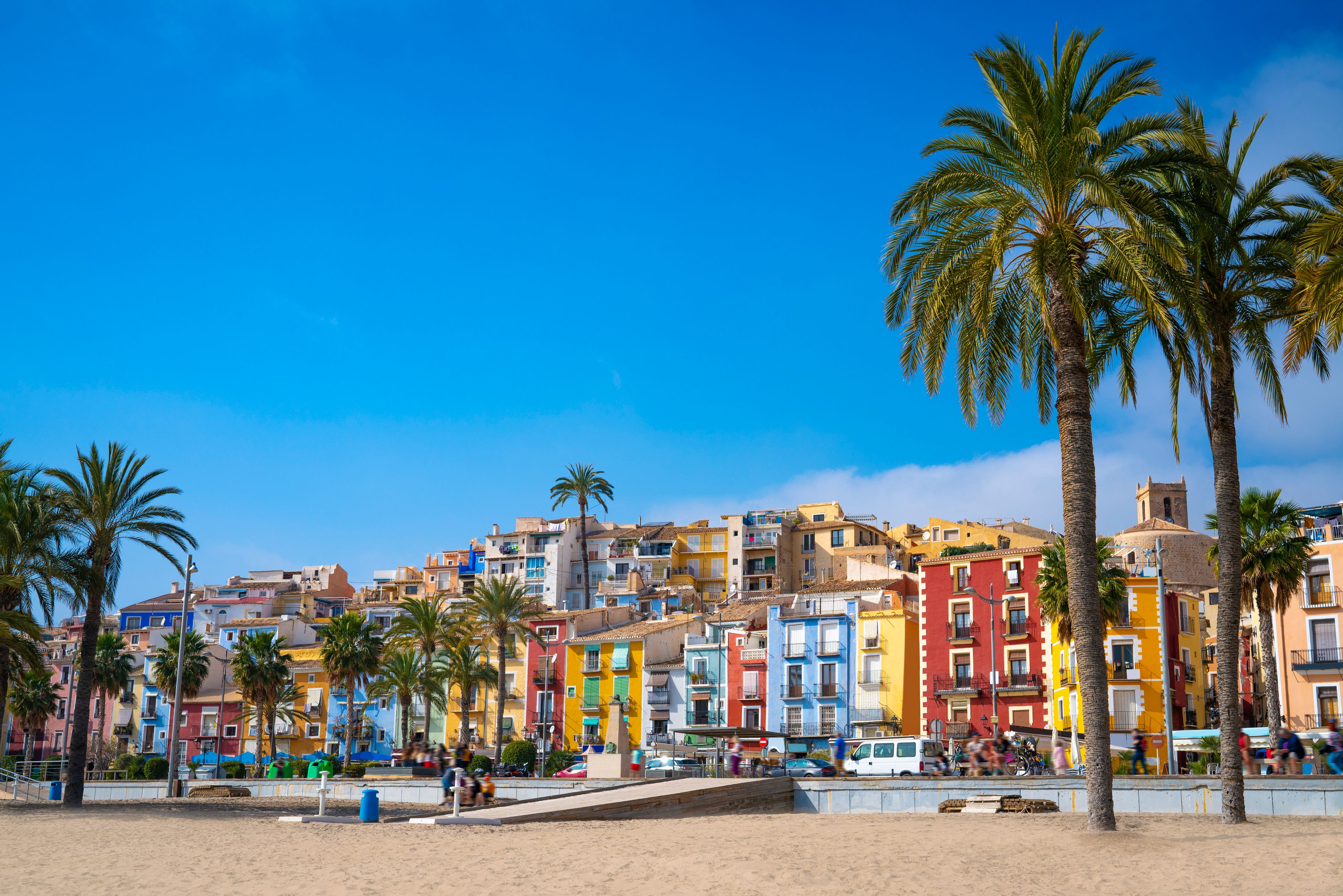 Colourful houses in the seaside town of Villajoyosa in Costa Blanca, Spain