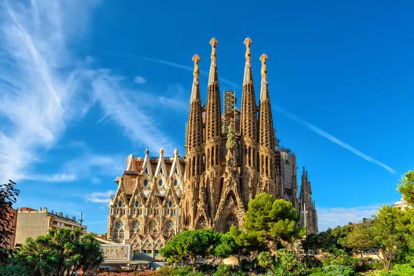 La Sagrada Familia church in Barcelona on a sunny day