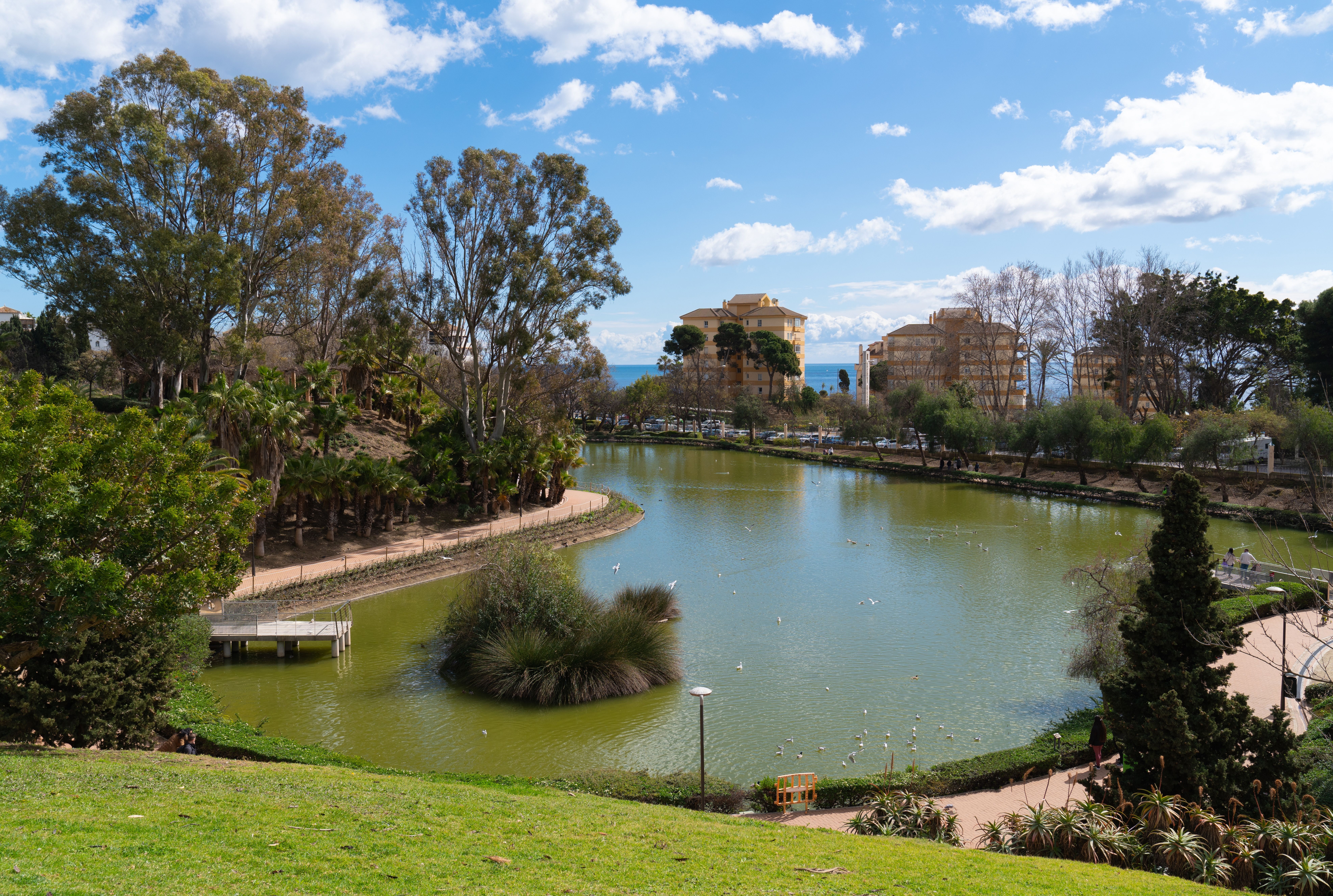 A view of the lake in Parque la Paloma, Benalmadena