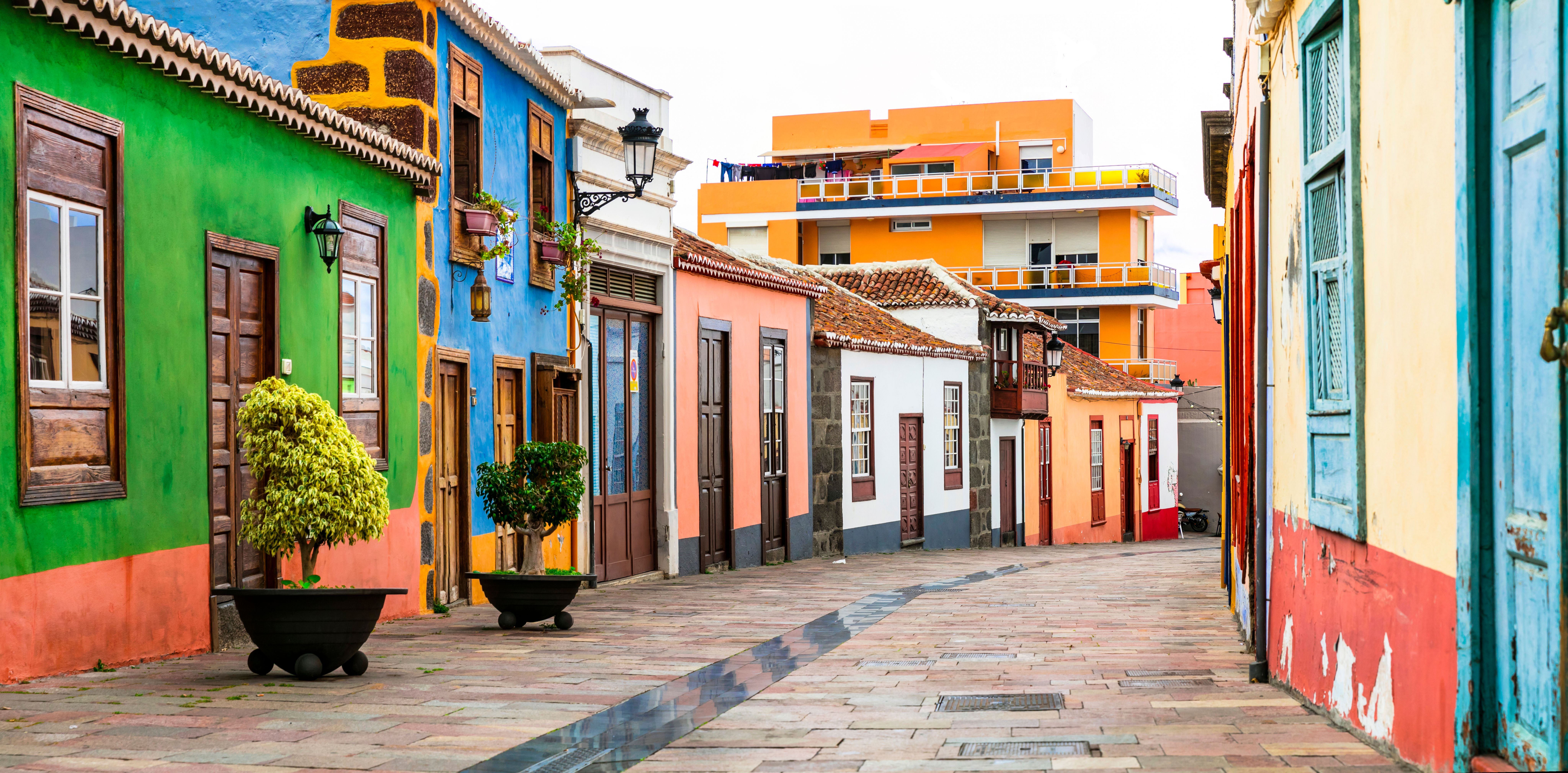 Colourful streets of Los llanos de Aridane town. La Palma, Canary Islands