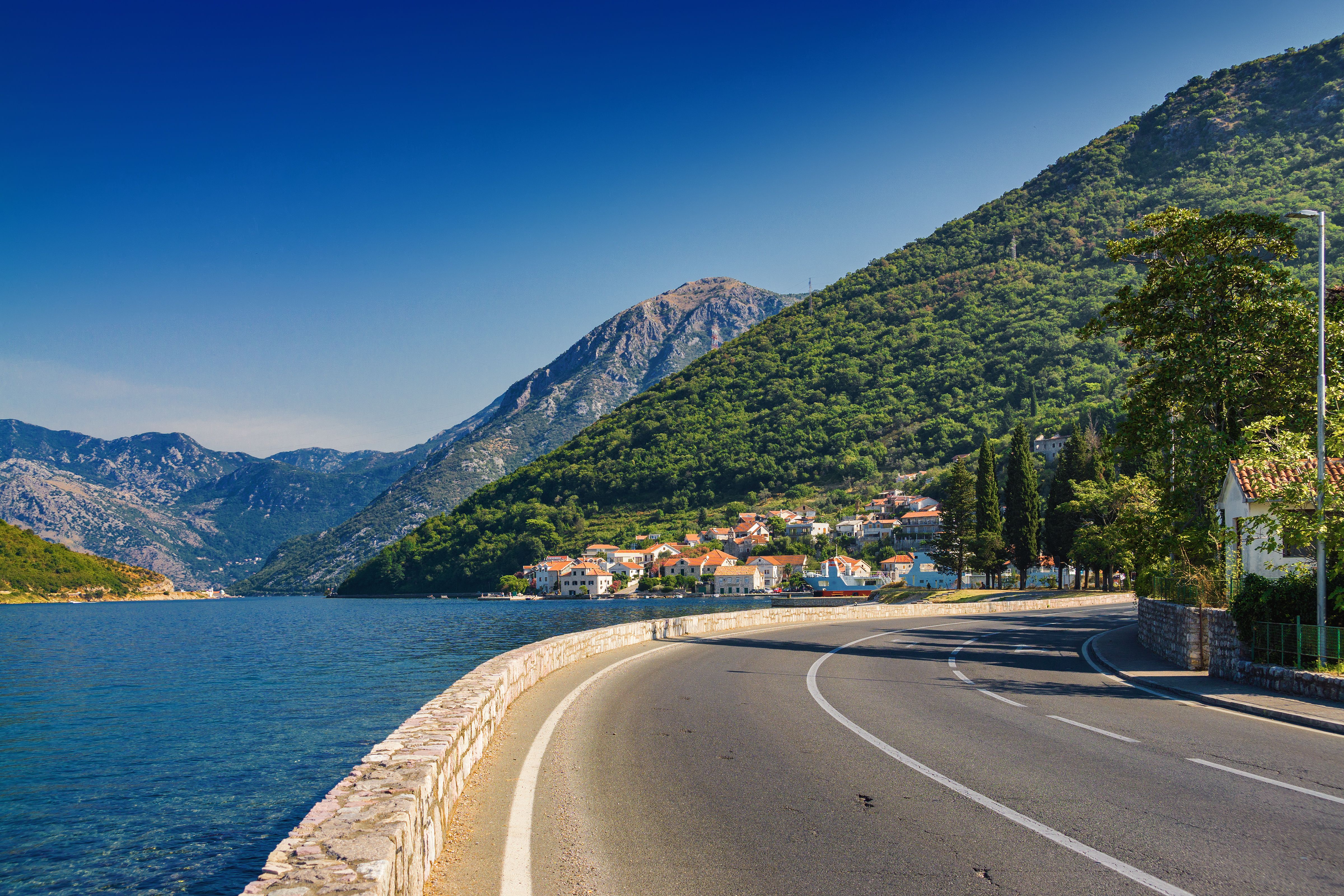 Coastal road in Montenegro leading to Kotor Bay