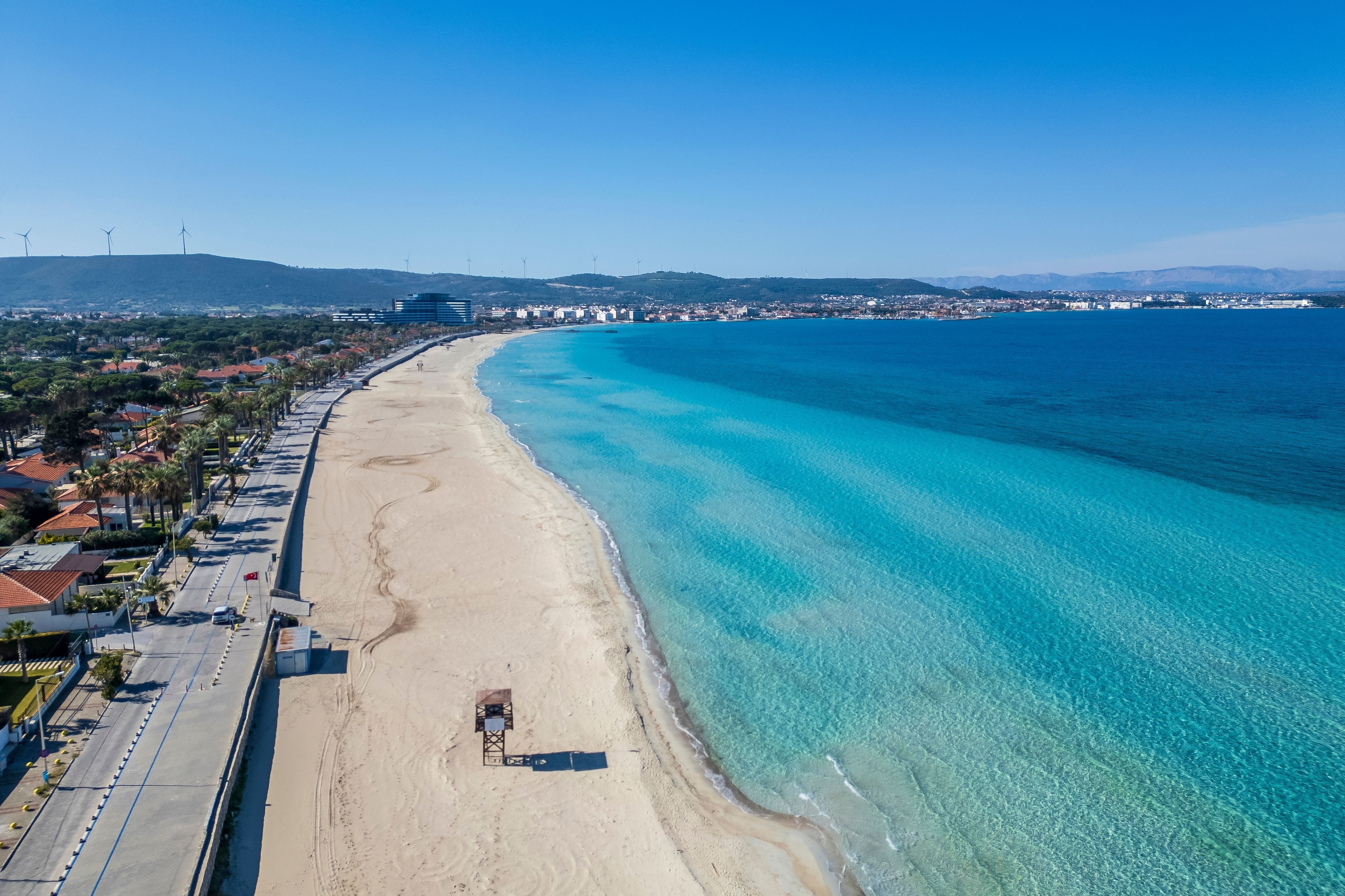 A view of Ilica beach in Alacati, Turkey
