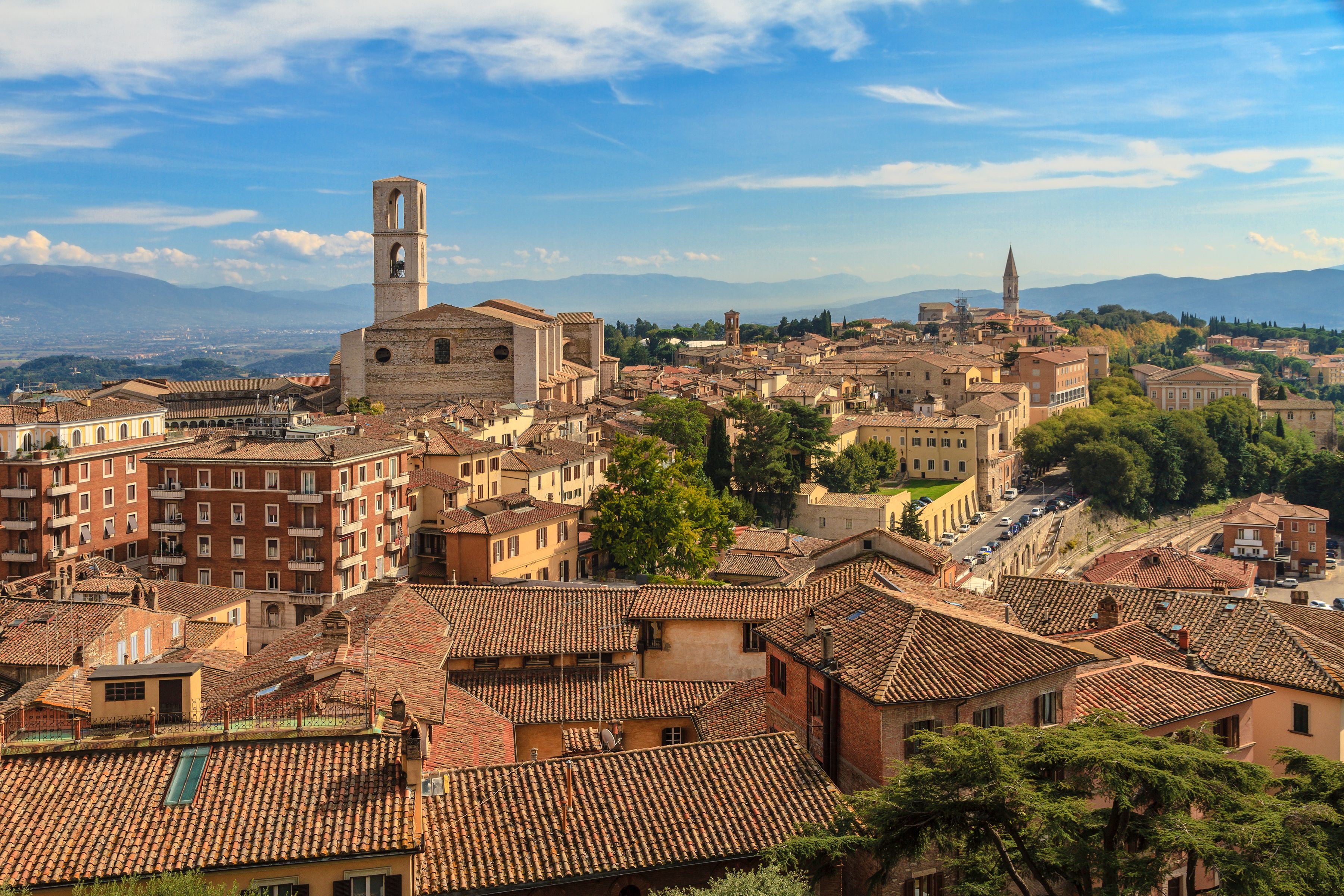 An aerial view of Perugia city, Italy