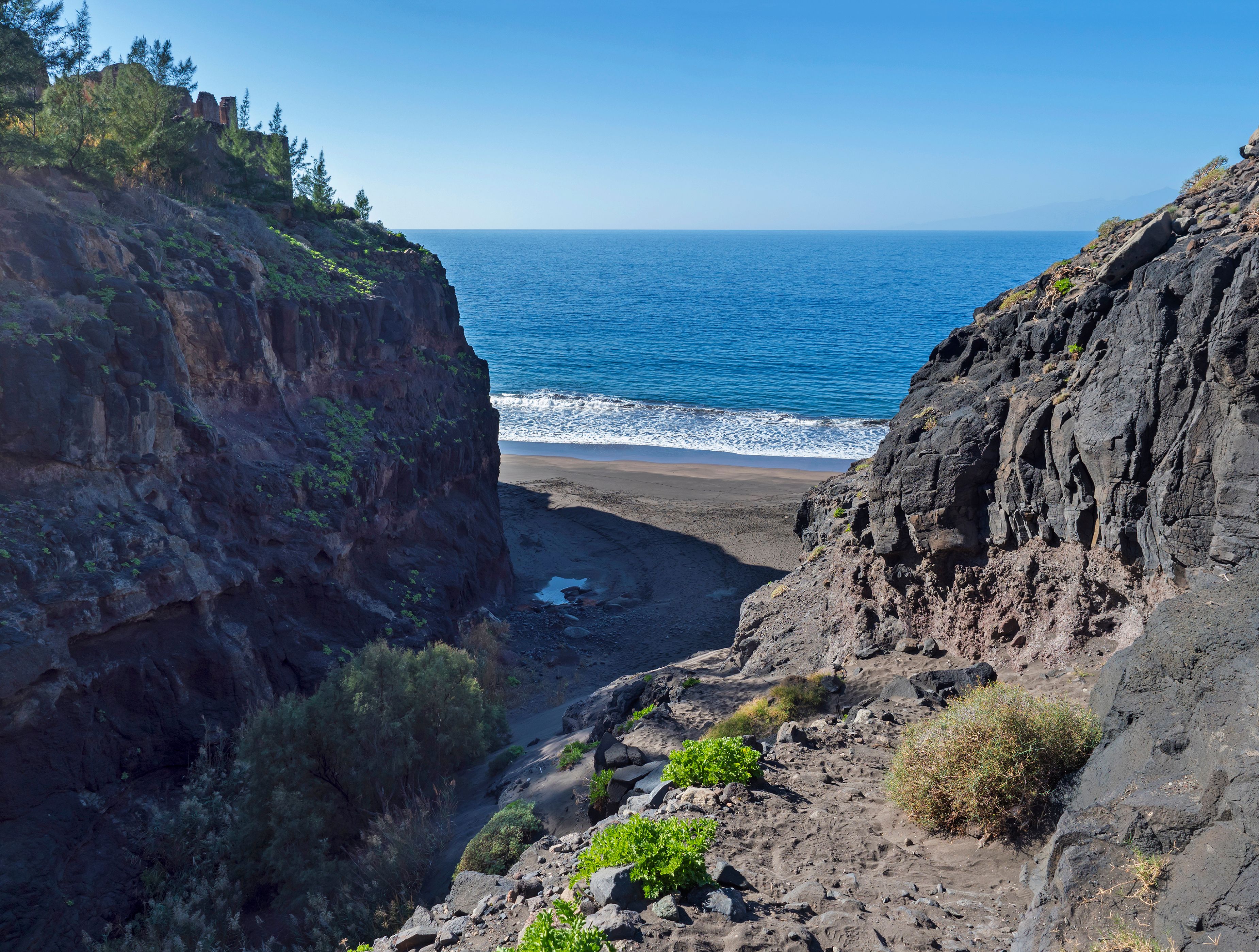 A view of Gui Gui Beach and gorge in Gran Canaria