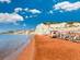 A view of the red-sand Xi Beach in Kefalonia, Greece