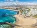An aerial view of Costa Teguise resort and beach in Lanzarote