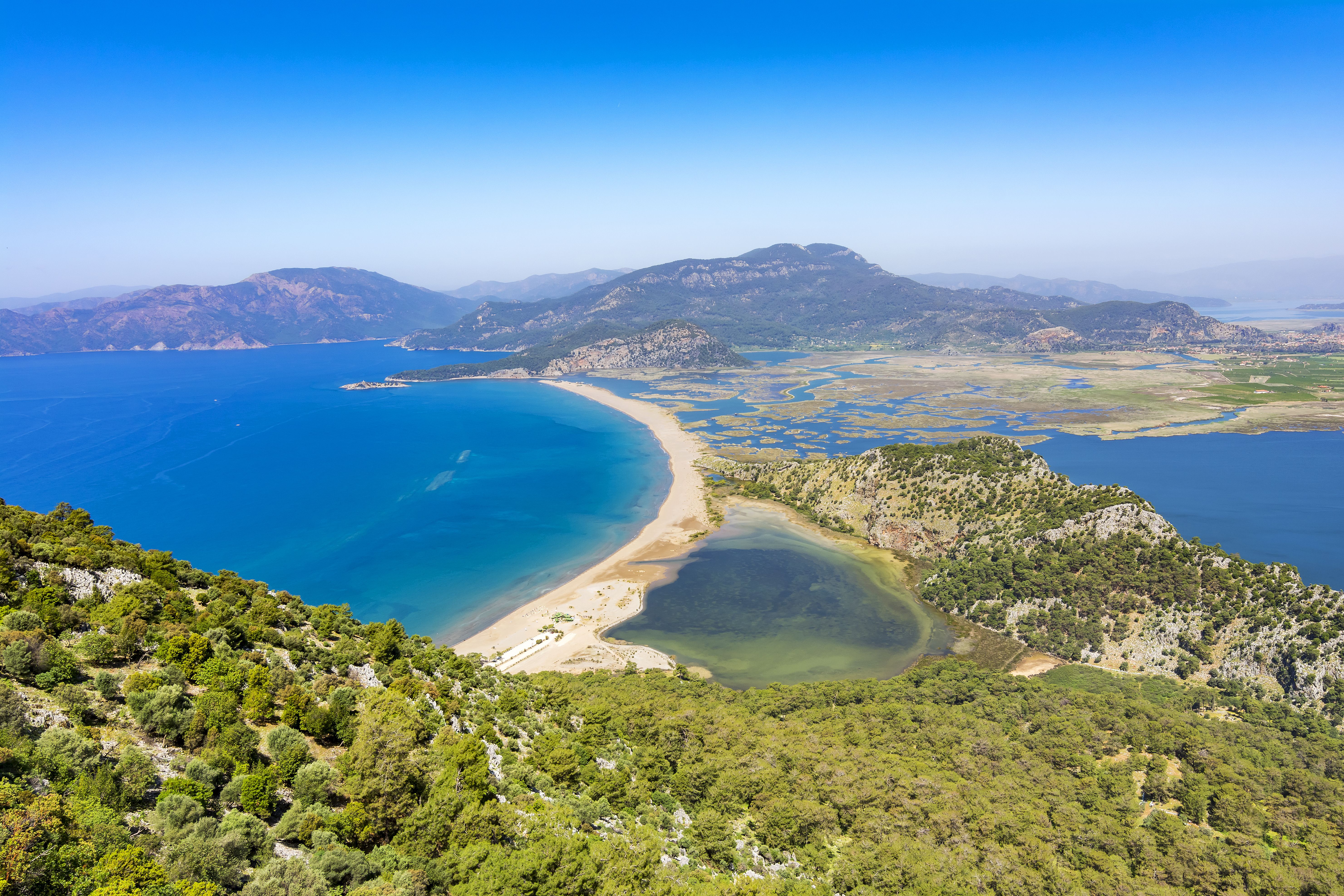 An aerial view of Iztuzu Beach in the Dalyan region of Turkey