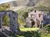 Crumbling Venetian houses in the historic village of Old Perithia in Corfu