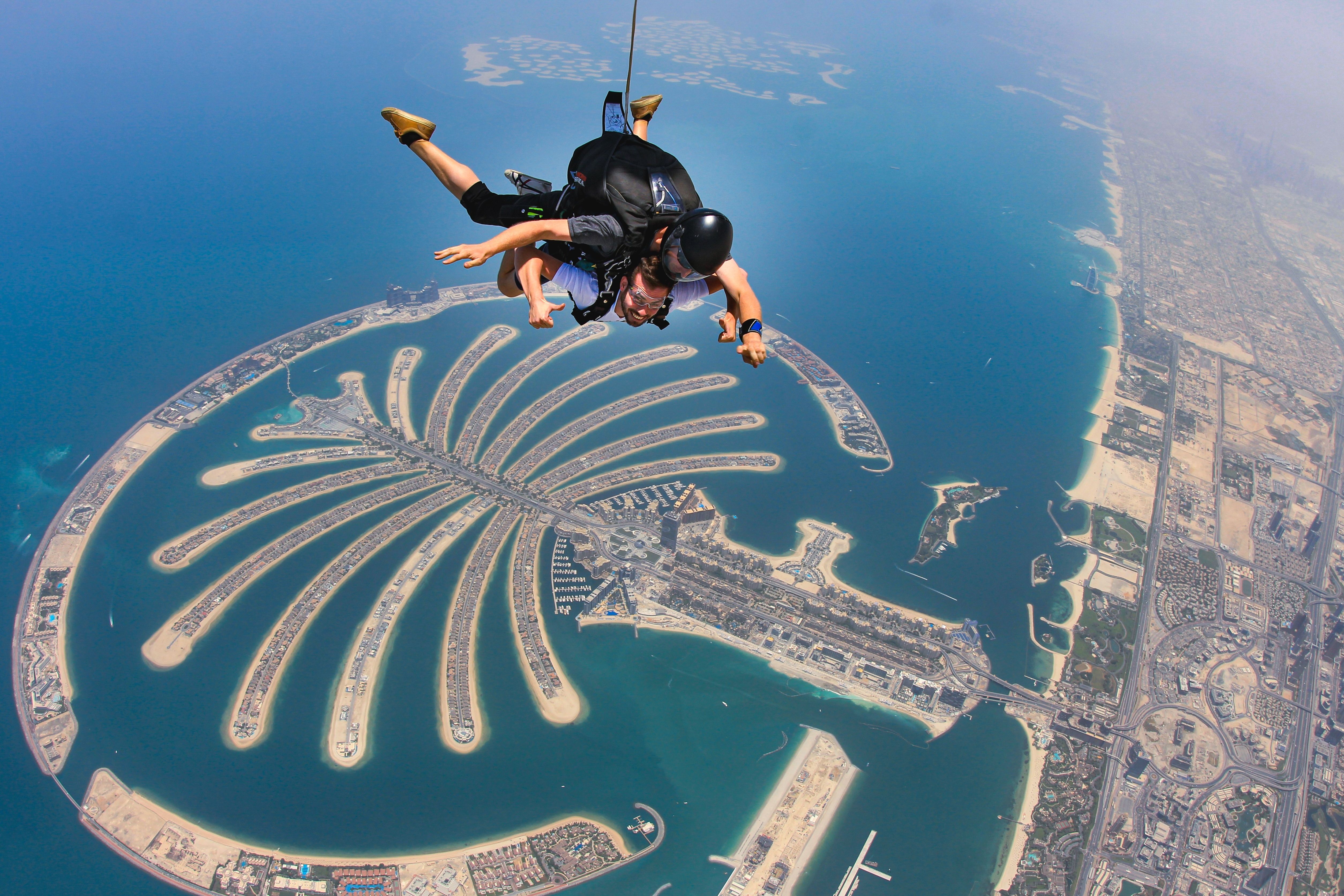 Skydiving over the The Palm in Dubai