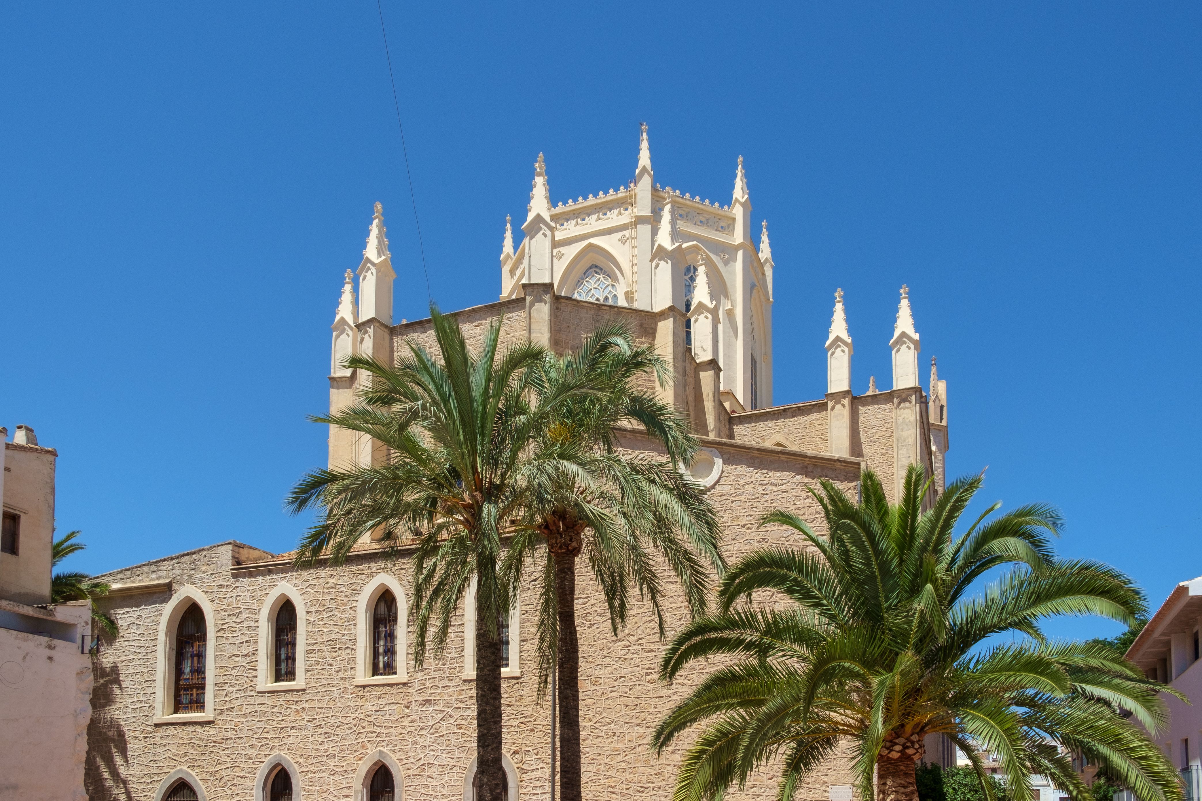 A view of the upper half of Benissa Church in Costa Blanca
