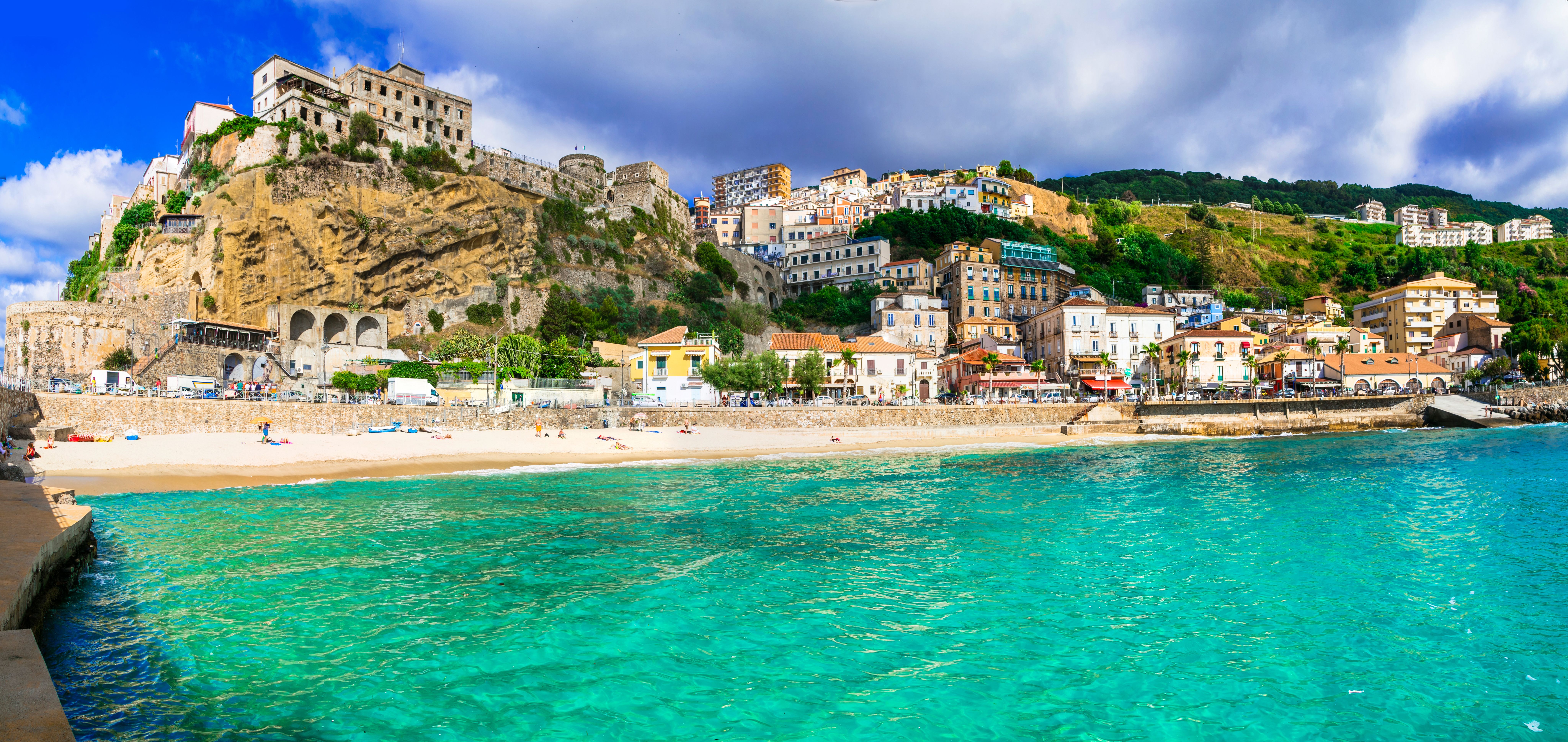 A view of Pizzo town and beach in Calabria, Italy