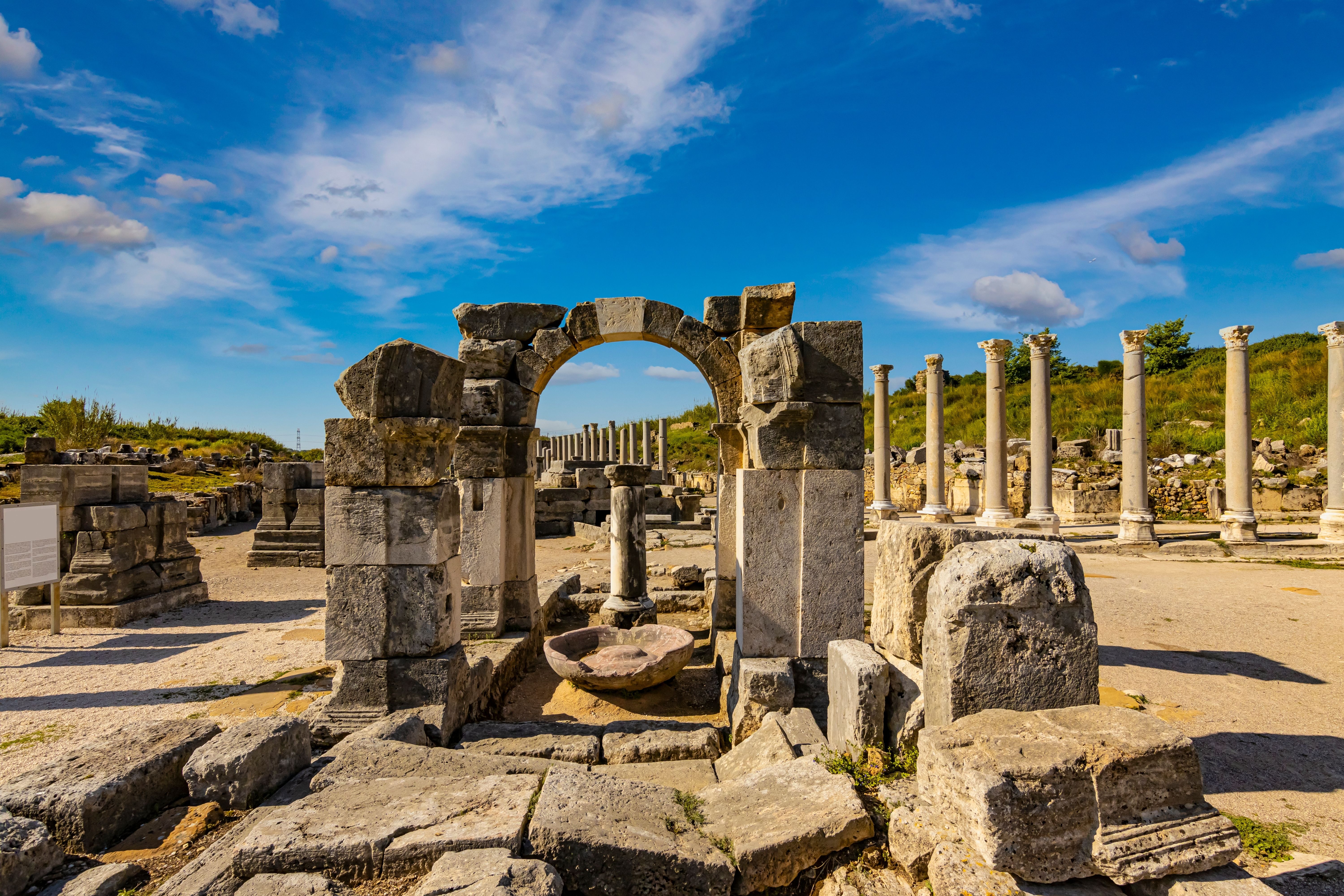 Ancient ruins in the city of Perge, Antalya