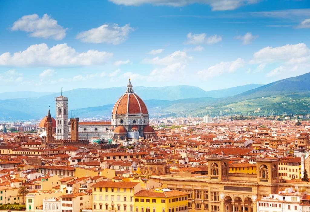 Florence's iconic domed cathedral towering above the rest of the city's skyline