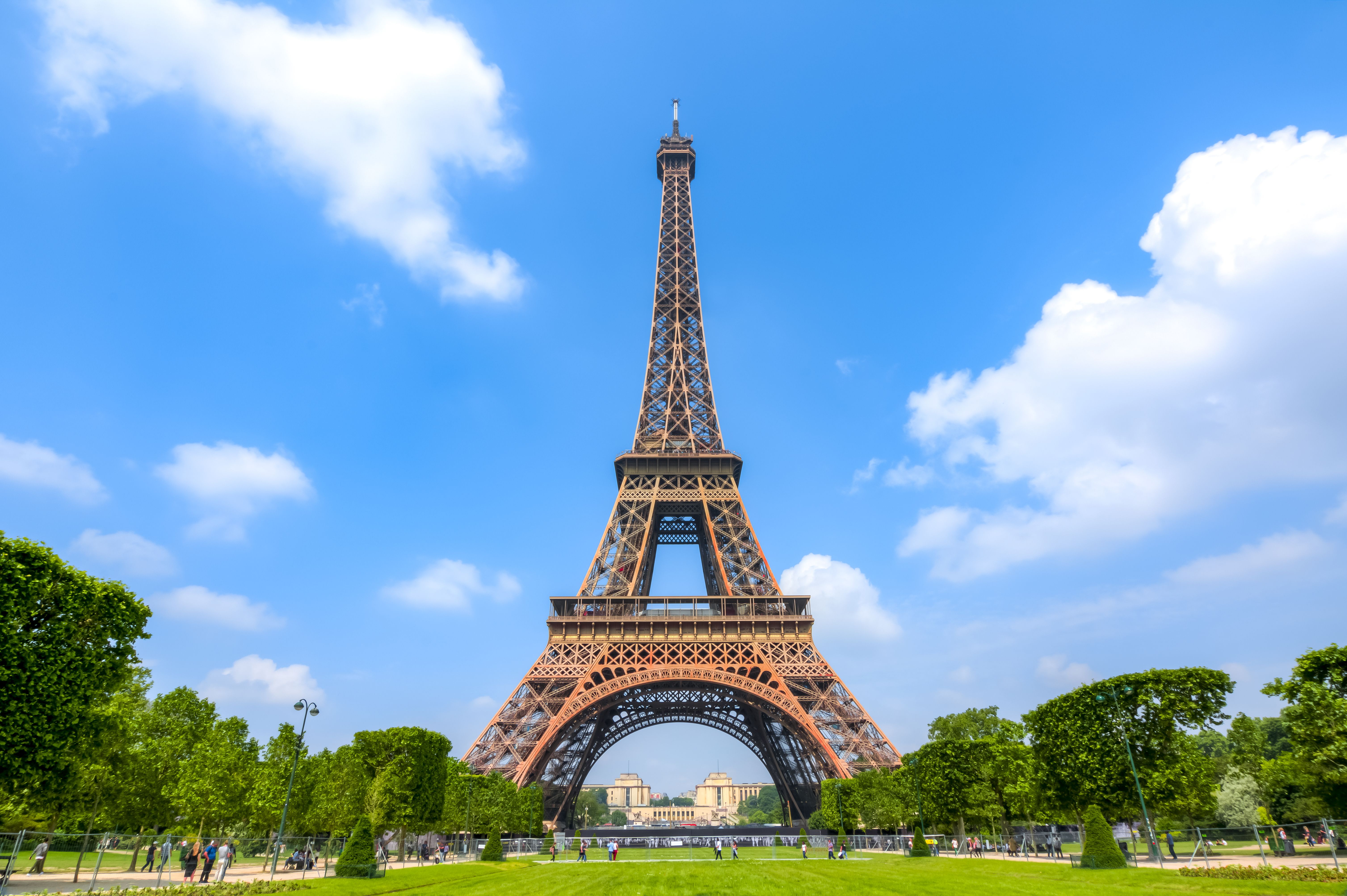 View of the Eiffel Tower from Parc du Champ de Mars, Paris