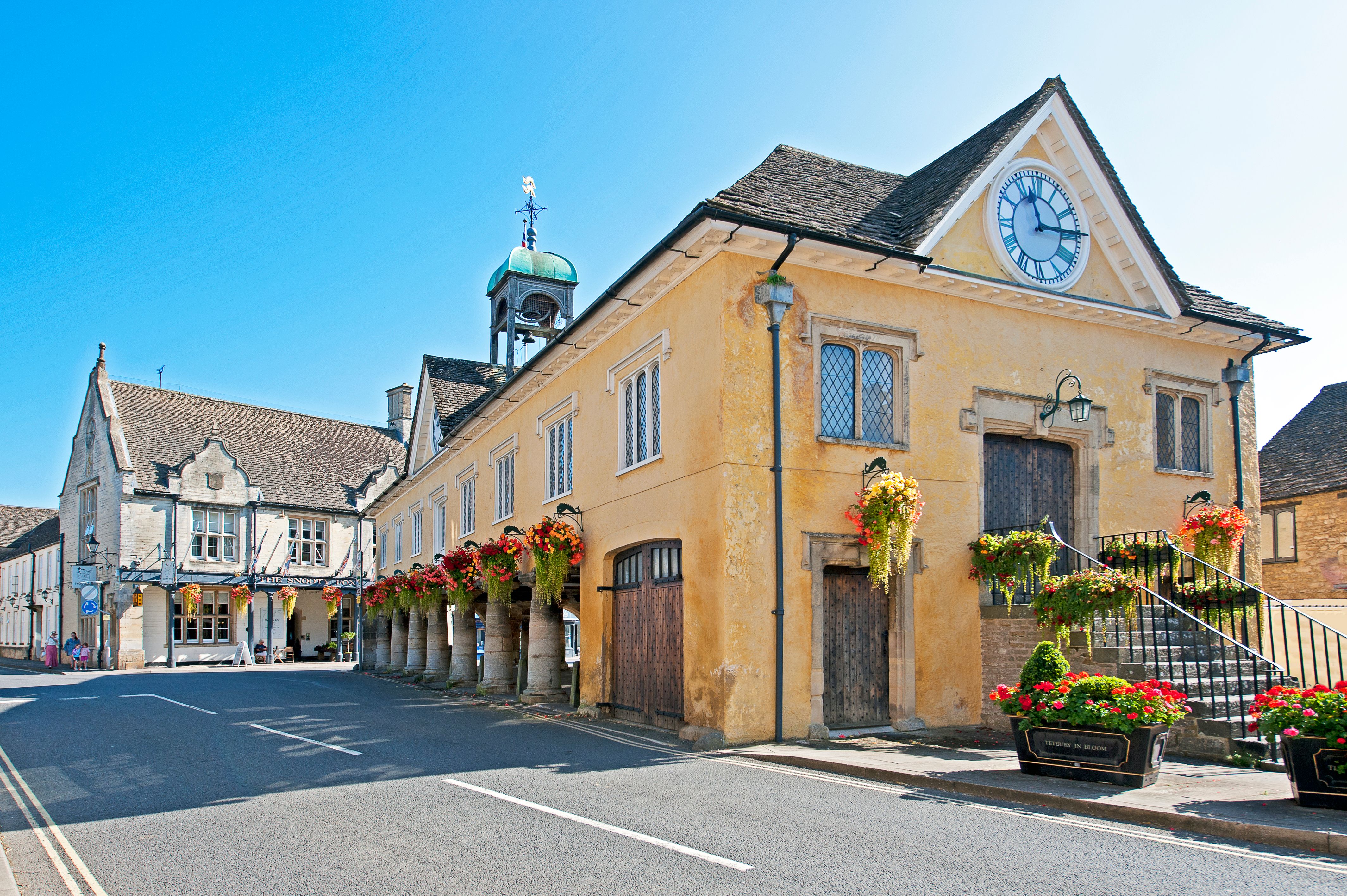 Tetbury town centre and market place in Wiltshire, England