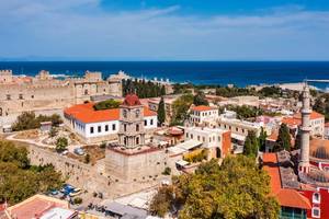 Skyline view of Rhodes Old Town in Greece