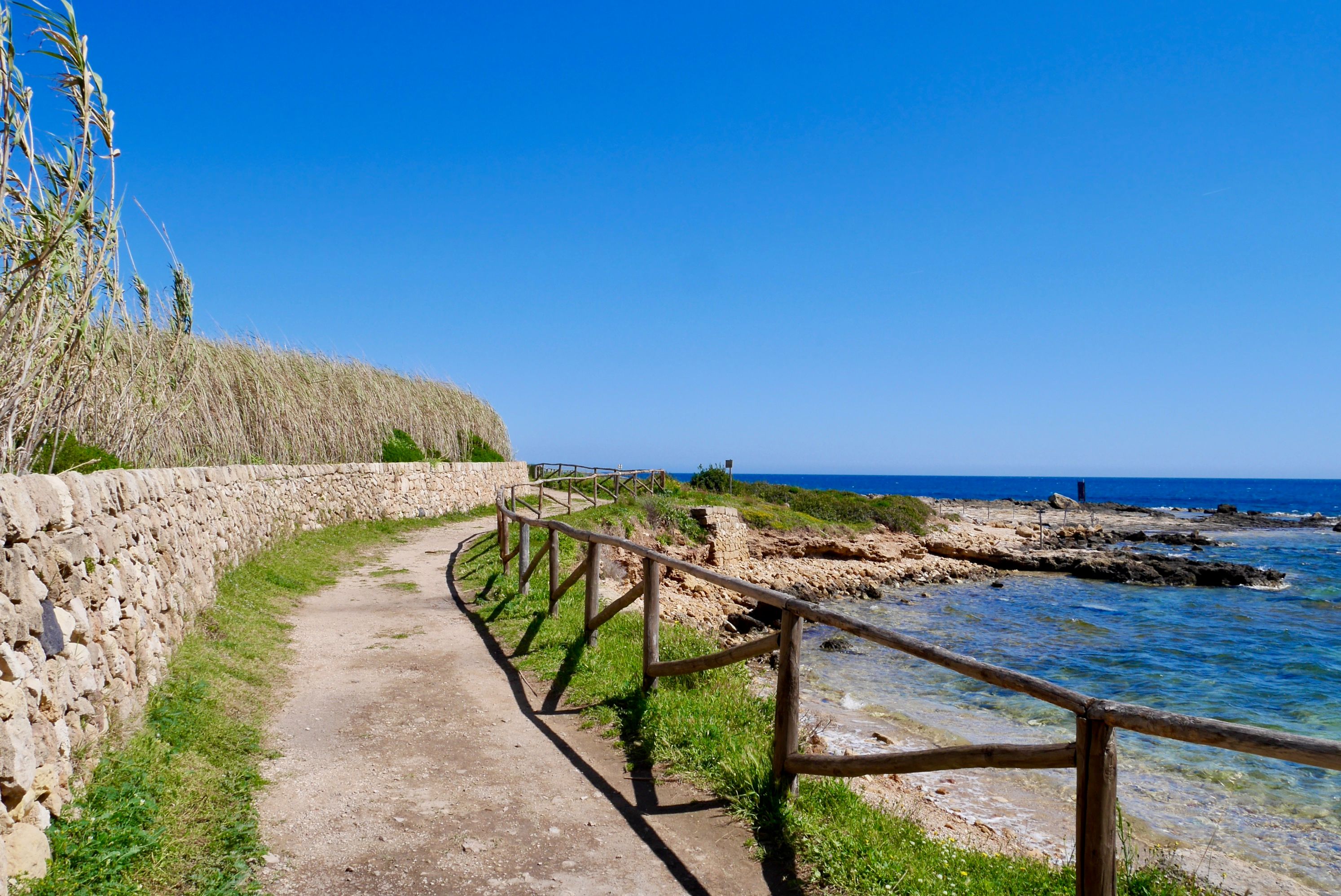A coastal walking train in the Vendicari Nature Reserve (Riserva Naturale Oasi Faunistica di Vendicari) in Sicily