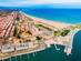 Aerial view over Valencia city and beach in Spain