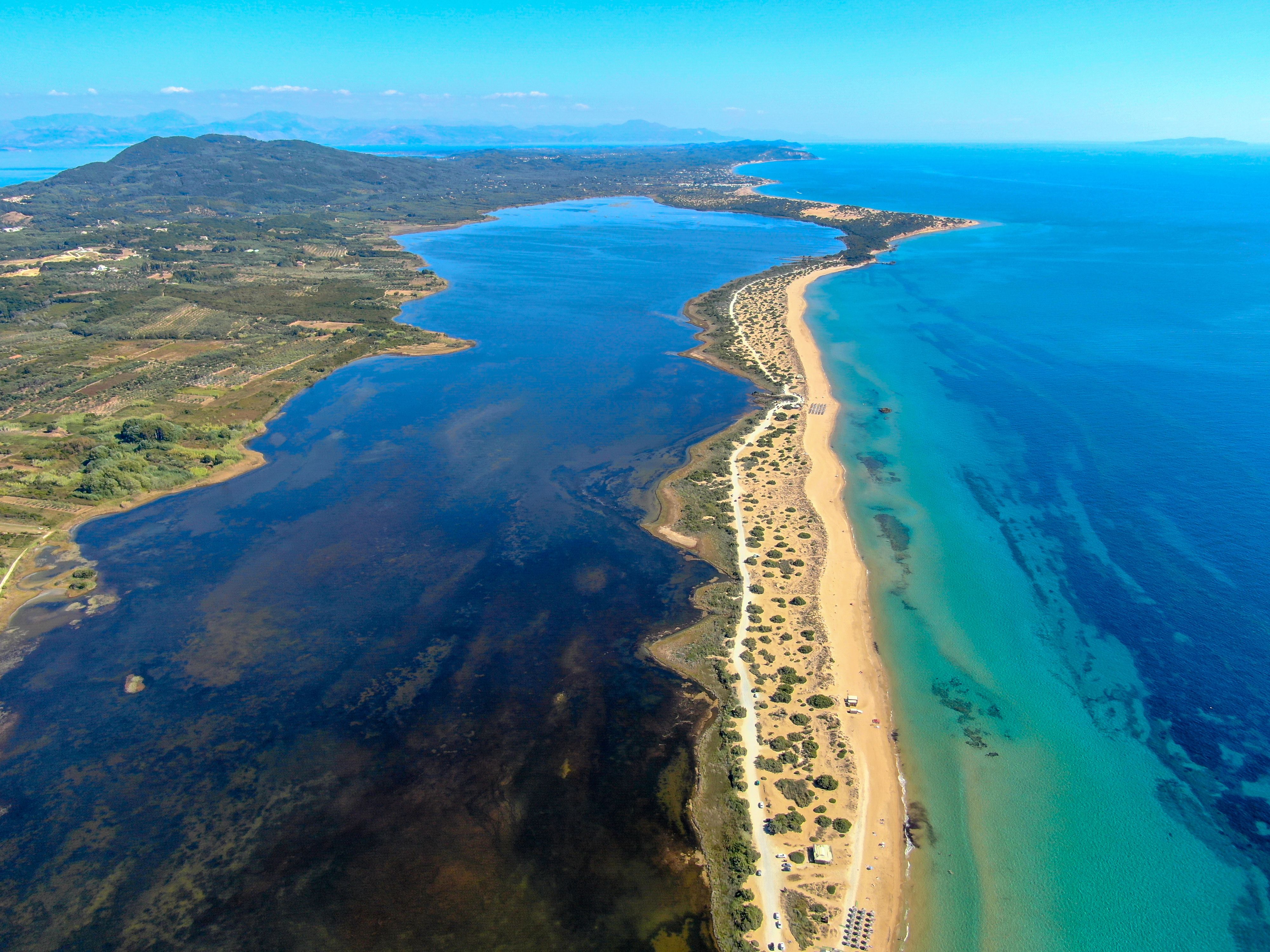 A view of Lake Korission in Corfu, Greece