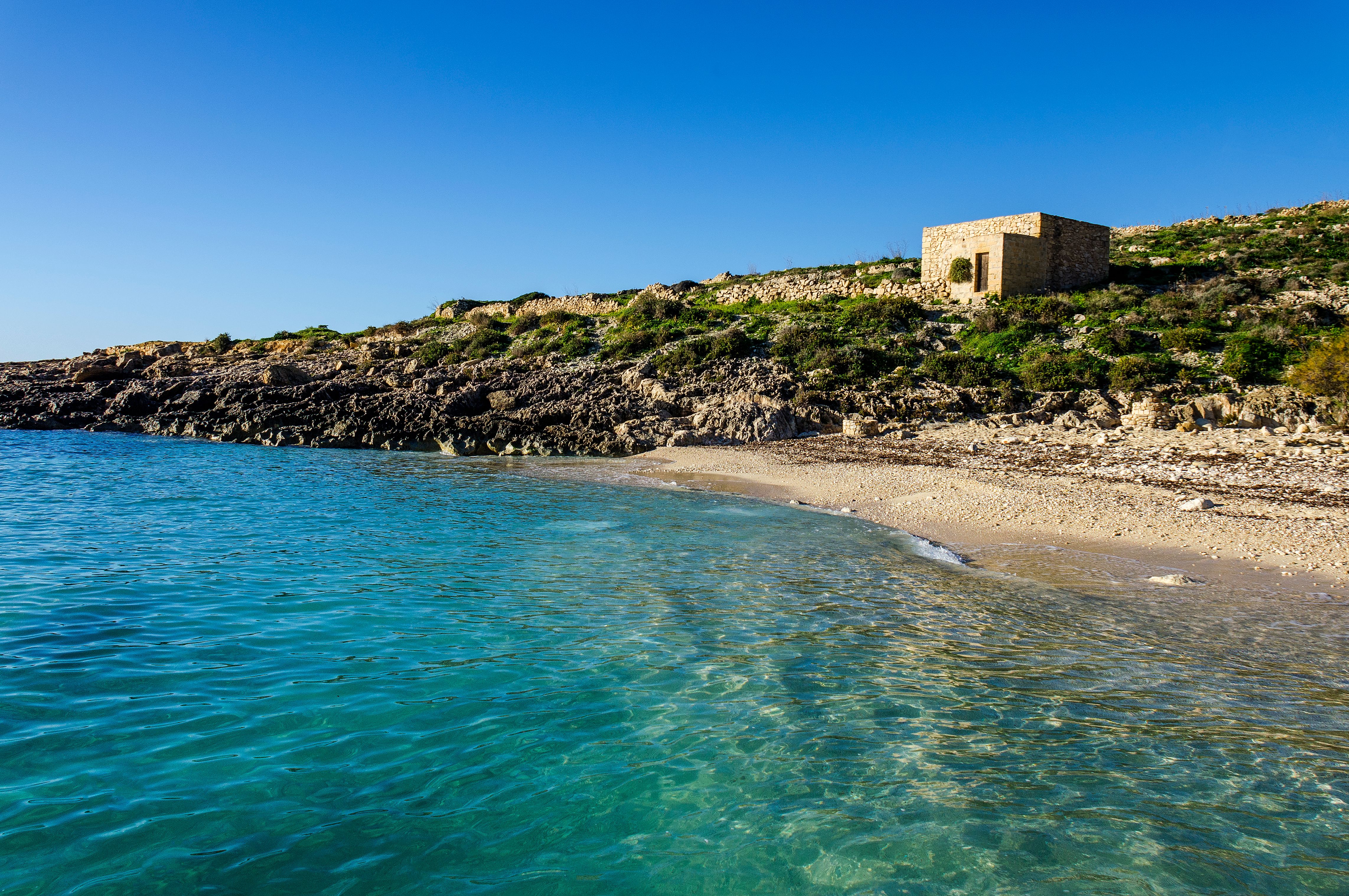 A view of Hondoq Bay in Gozo, Malta