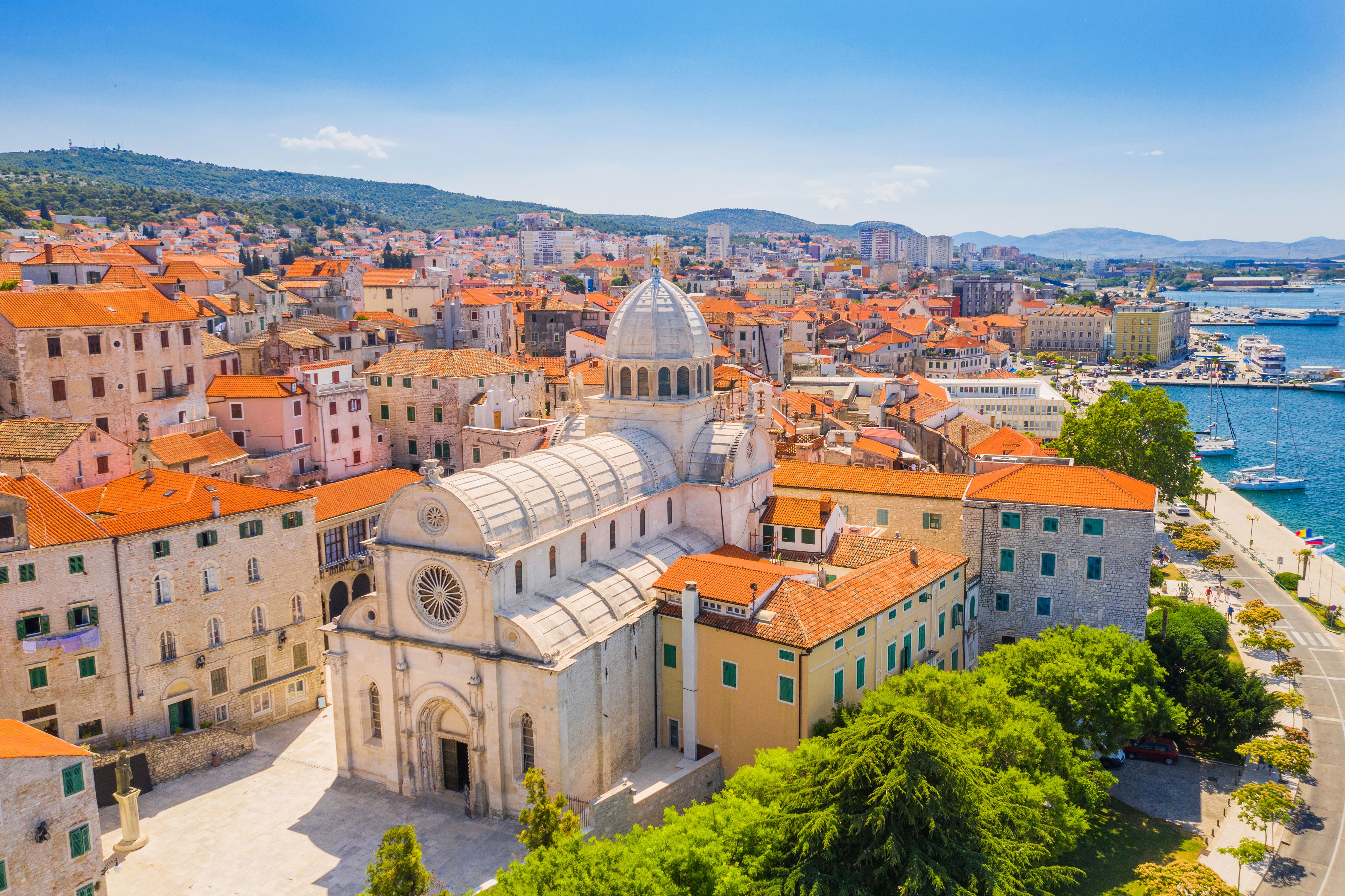 View of Sibenik cathedral and city in Croatia