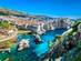 Aerial panoramic view at famous european travel destination, Dubrovnik cityscape on Adriatic Coast, Croatia