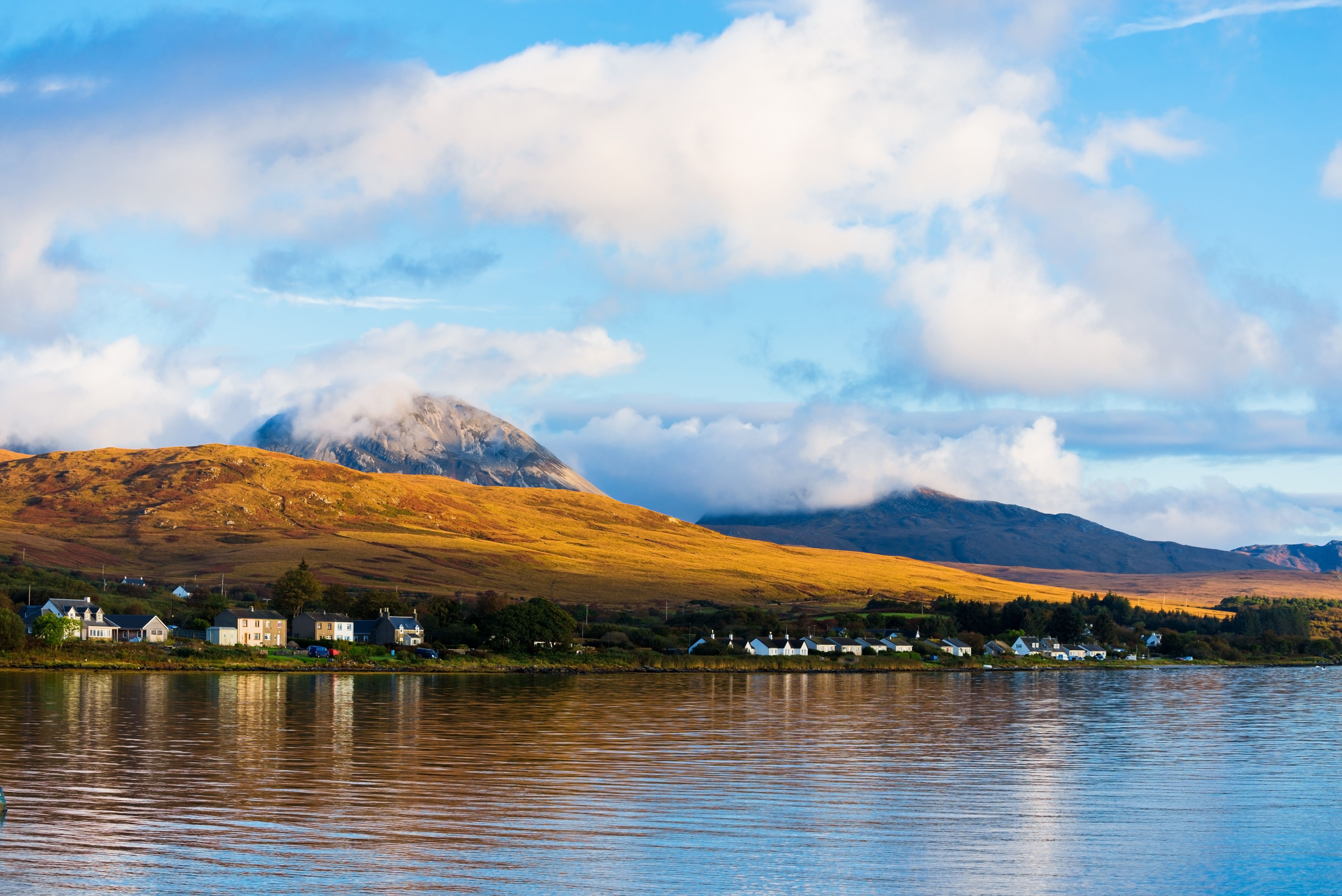 A lakeside view of Jura Island in the Inner Hebrides, Scotland, UK