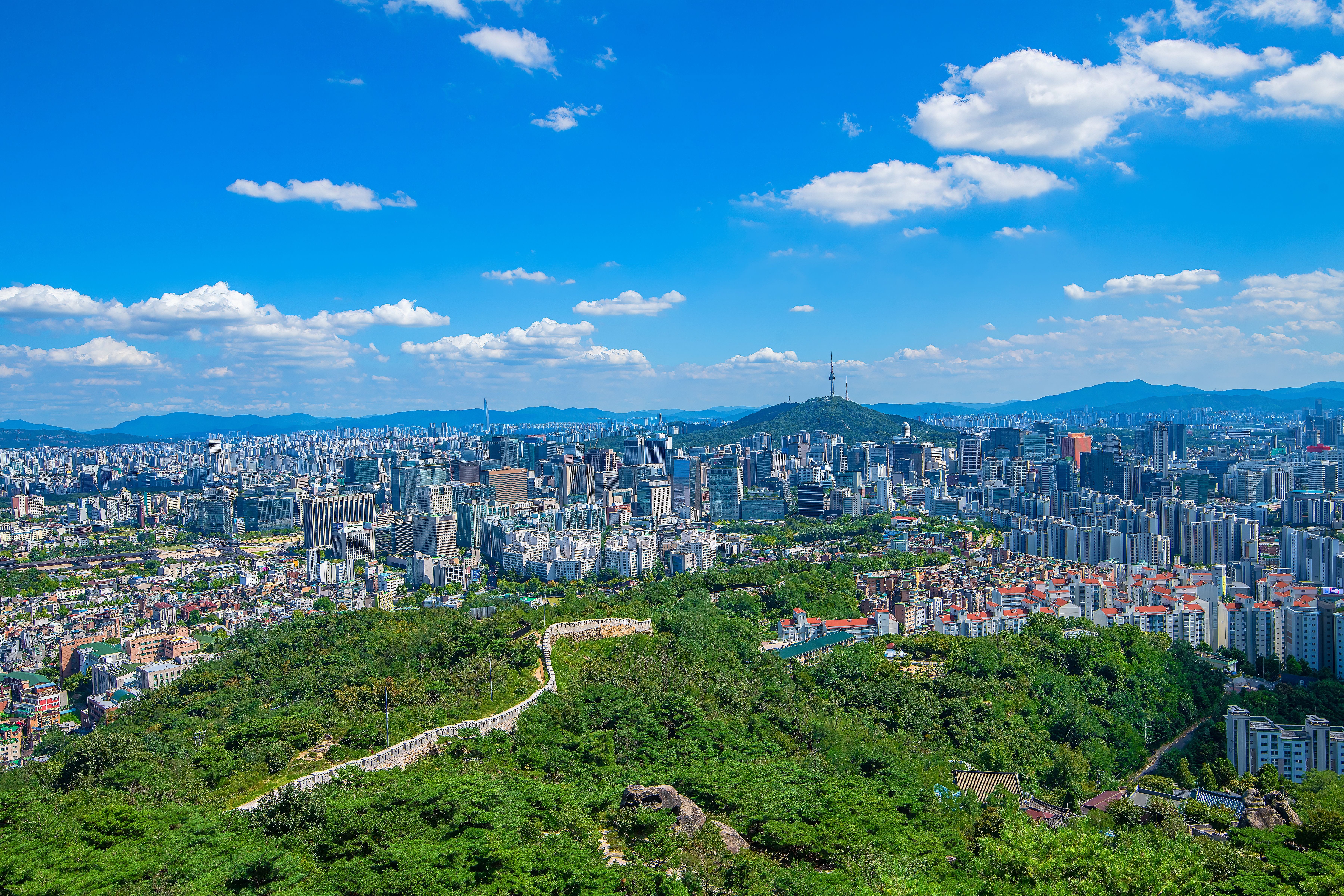 A bird's-eye-view of Seoul skyline in South Korea