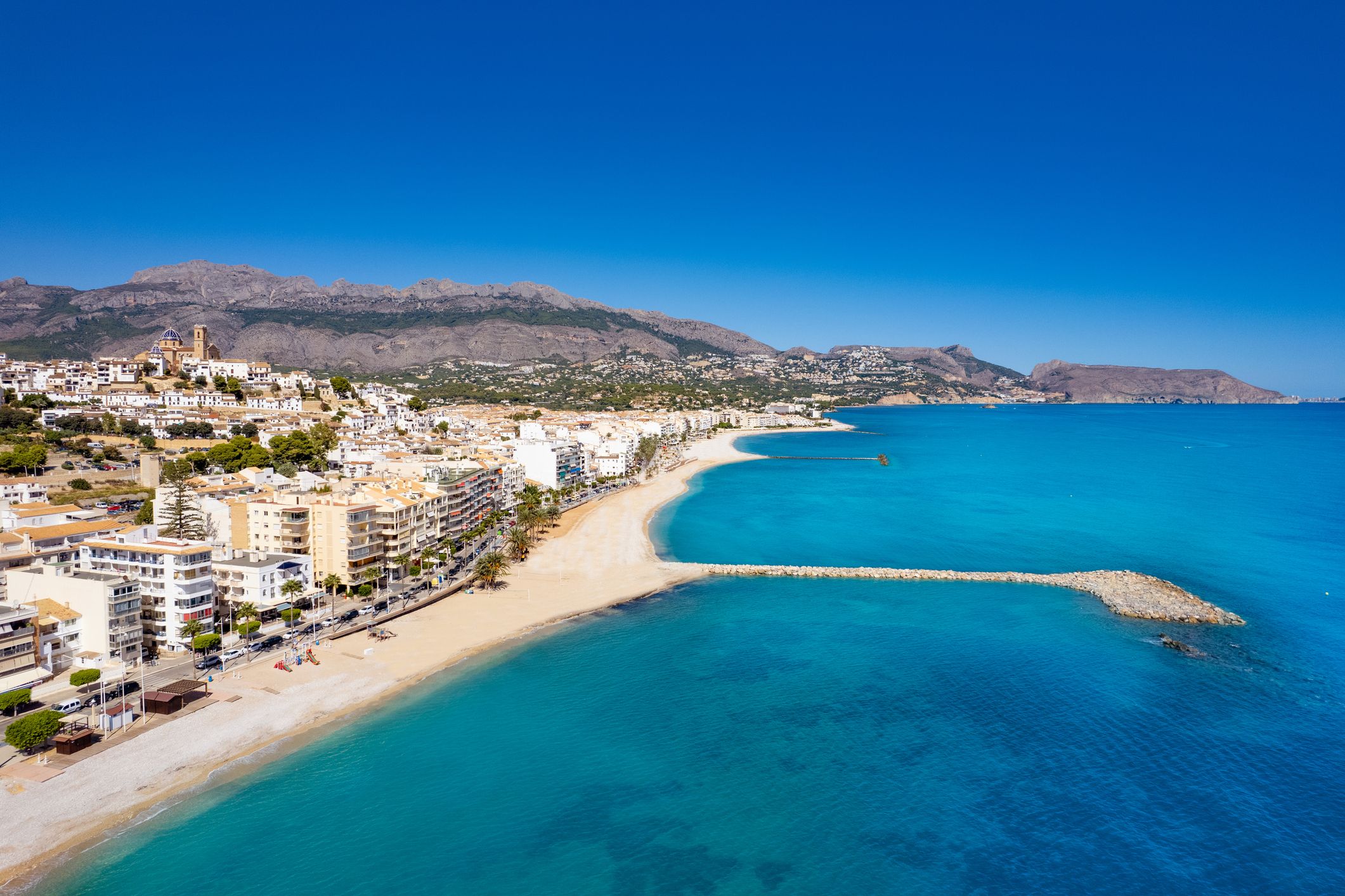 View over the resort and main beach of Altea in Costa Blanca, Spain