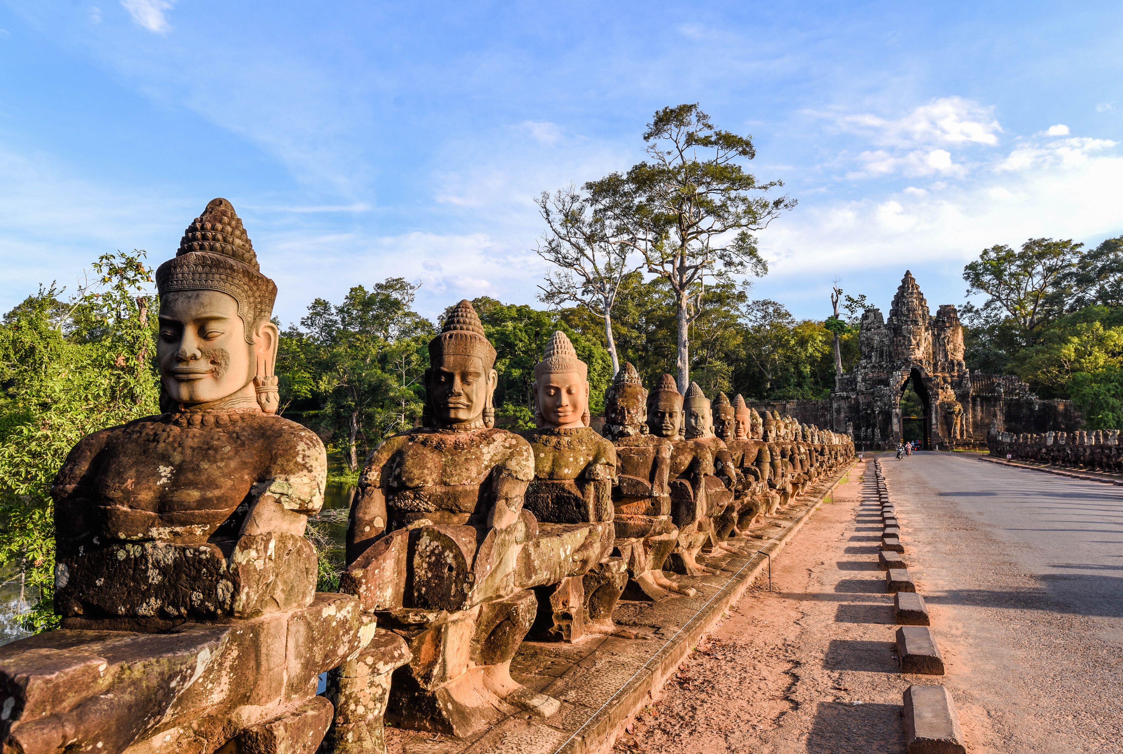 Walkway entrance to Angkor Wat temple in Cambodia.