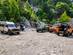 Parked up 4WD vehicles by the mountain in Kemer, Antalya, Turkey