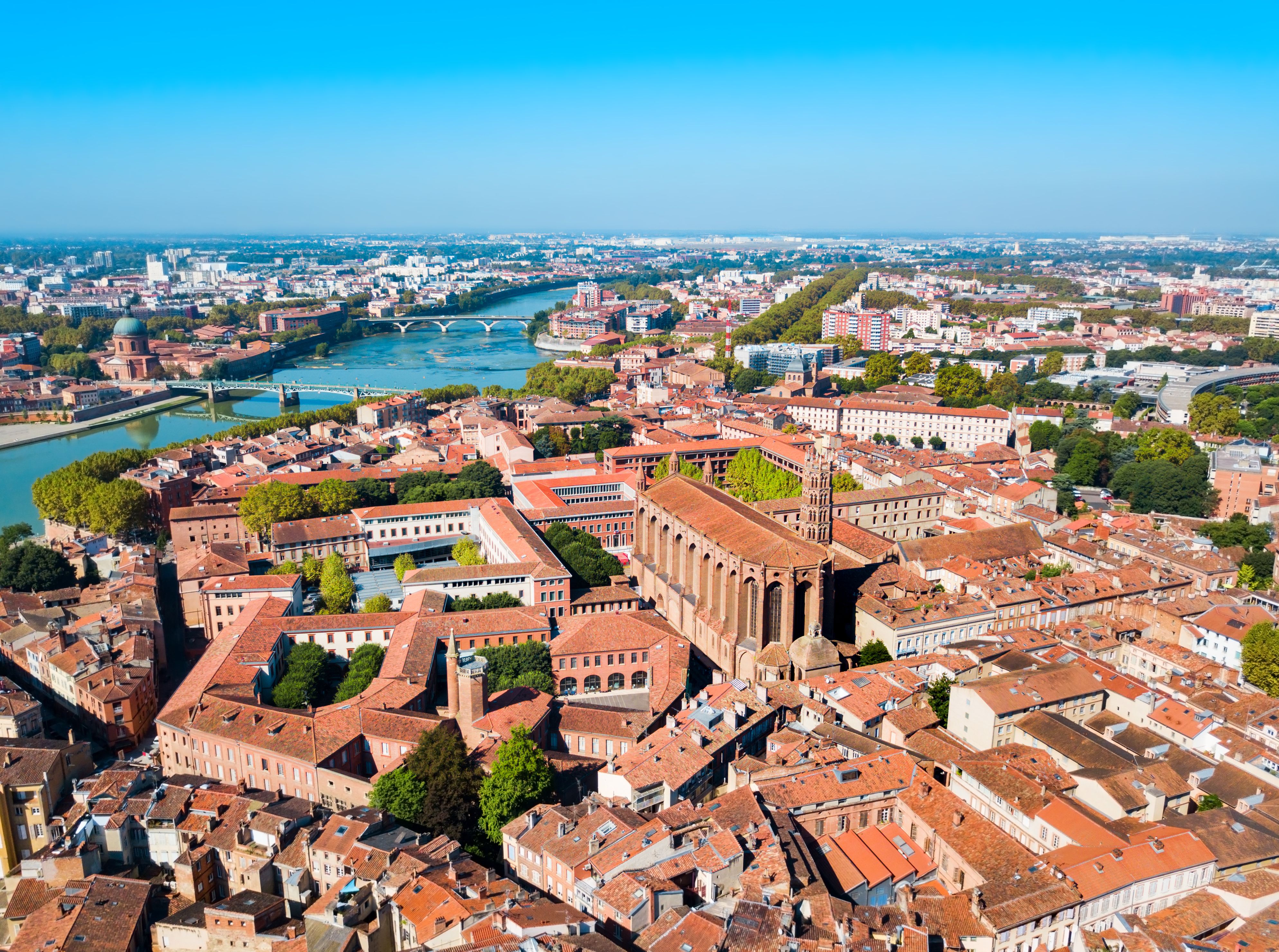 An aerial view of Toulouse city in France