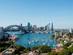 Cityscape of Sydney, Australia with Harbour Bridge and Sydney skyline during a clear sunny day.