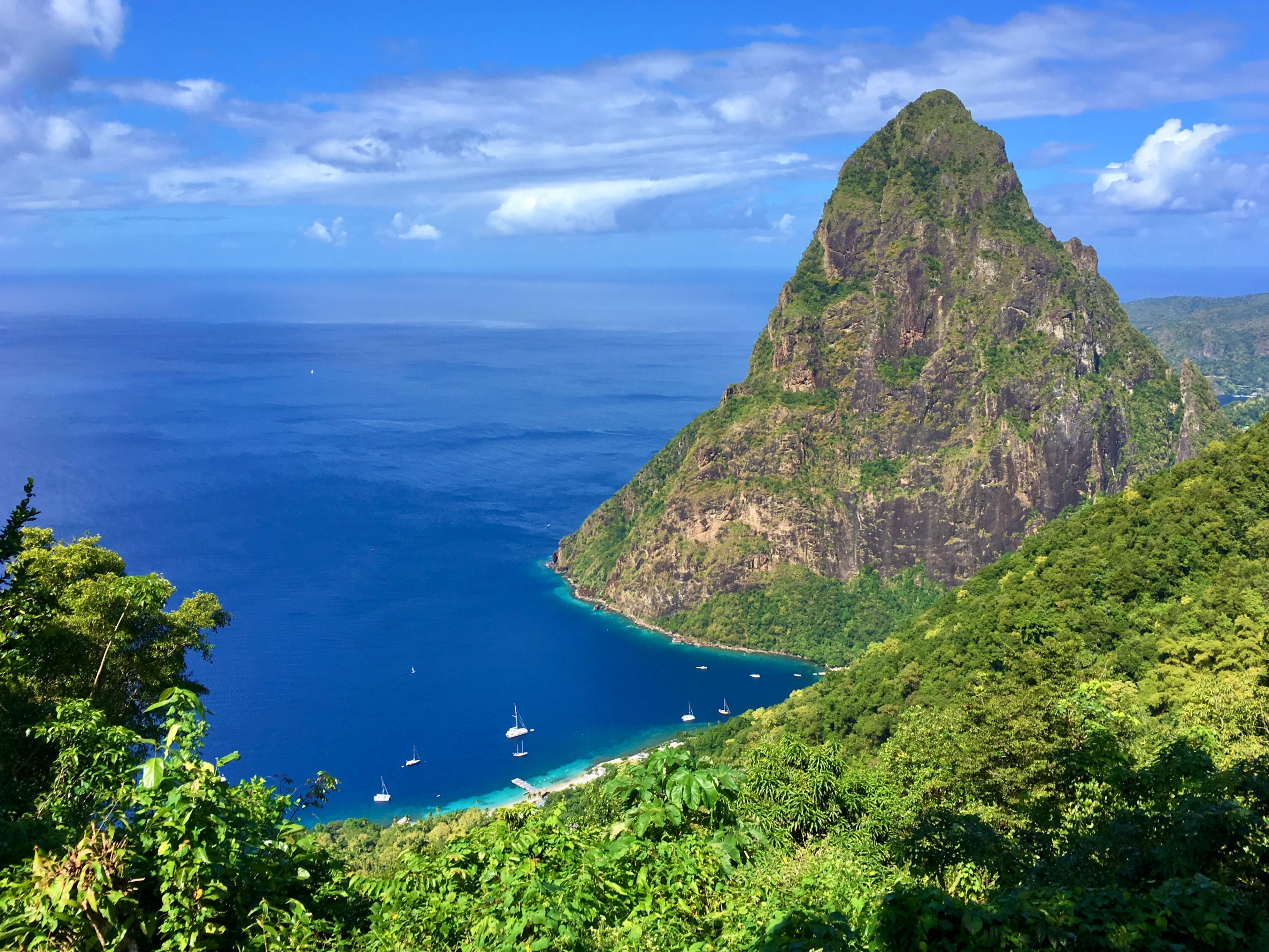 Aerial view of Gros Piton in Saint Lucia