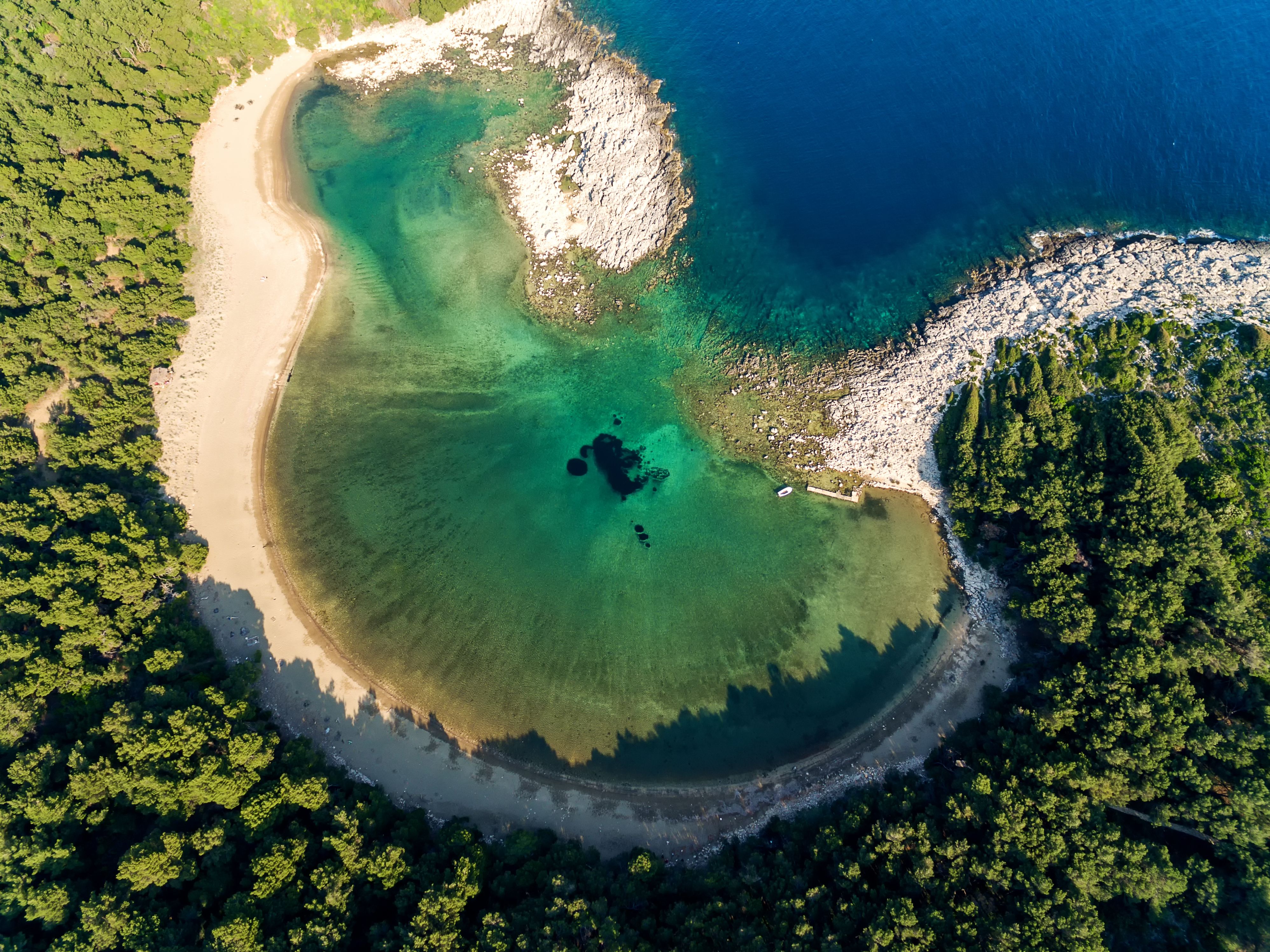 A bird's-eye-view of Limuni Beach near Saplunara beach on the Croatian island of Mljet.