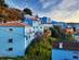 View of the unique blue painted houses iof a Spanish town used for the Smurfs movie.