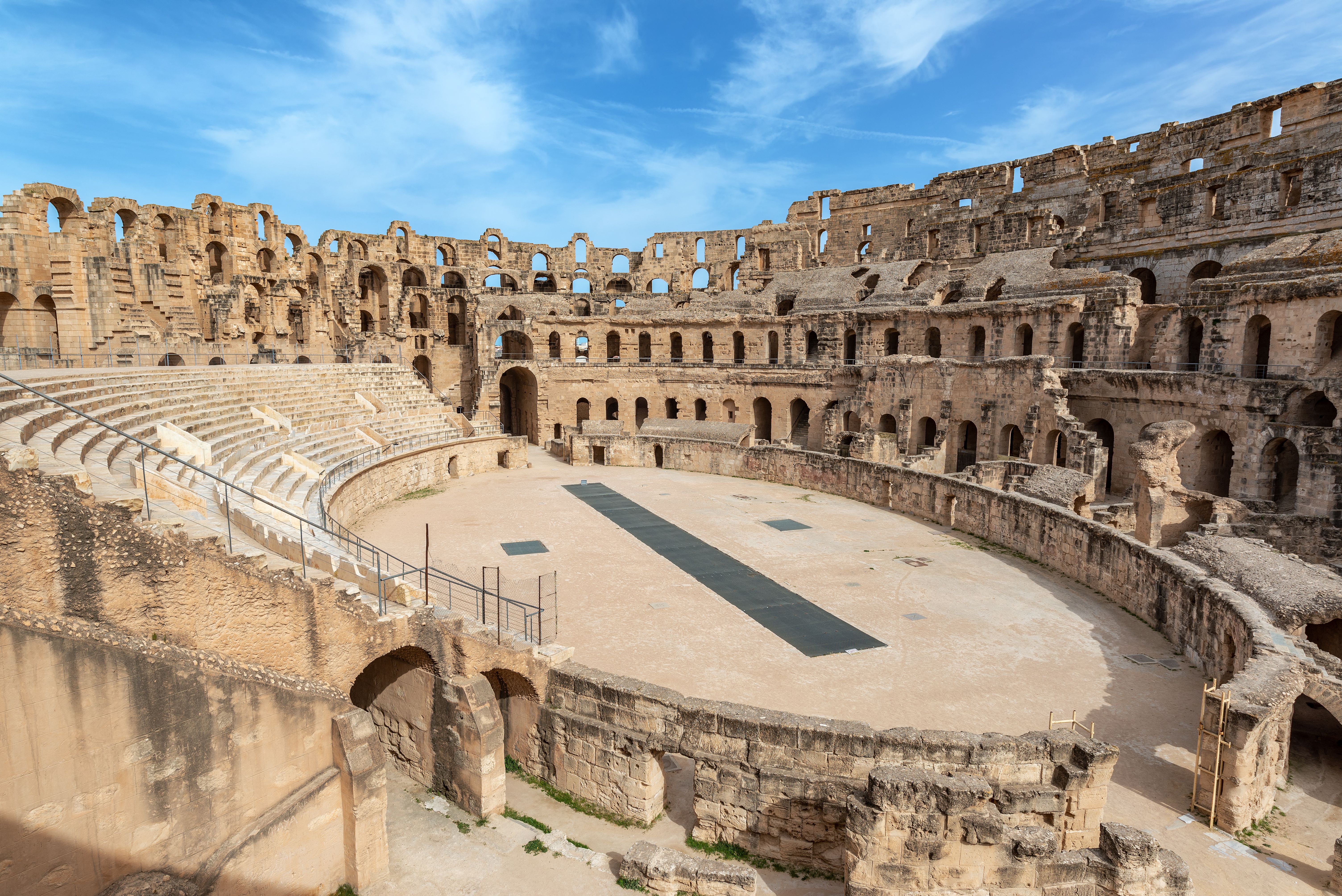 View of the ancient Roman ampthitheater in El Jem, Tunisia