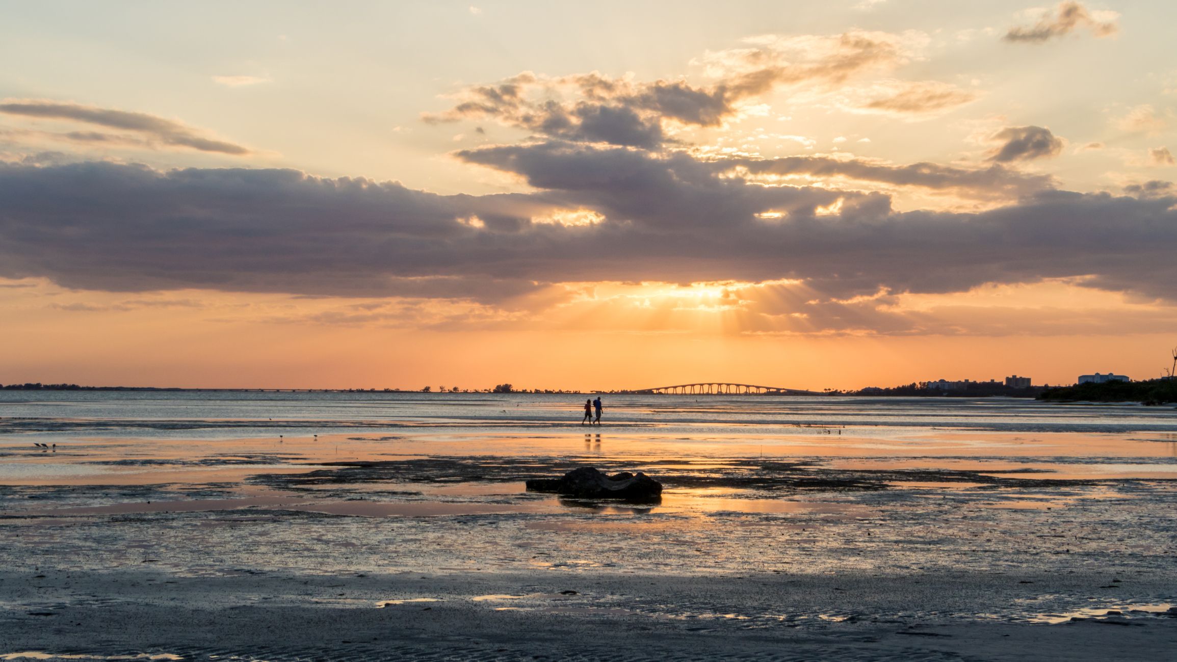 A sunset view of  San Carlos Bay at Bunche Beach Preserve in Florida