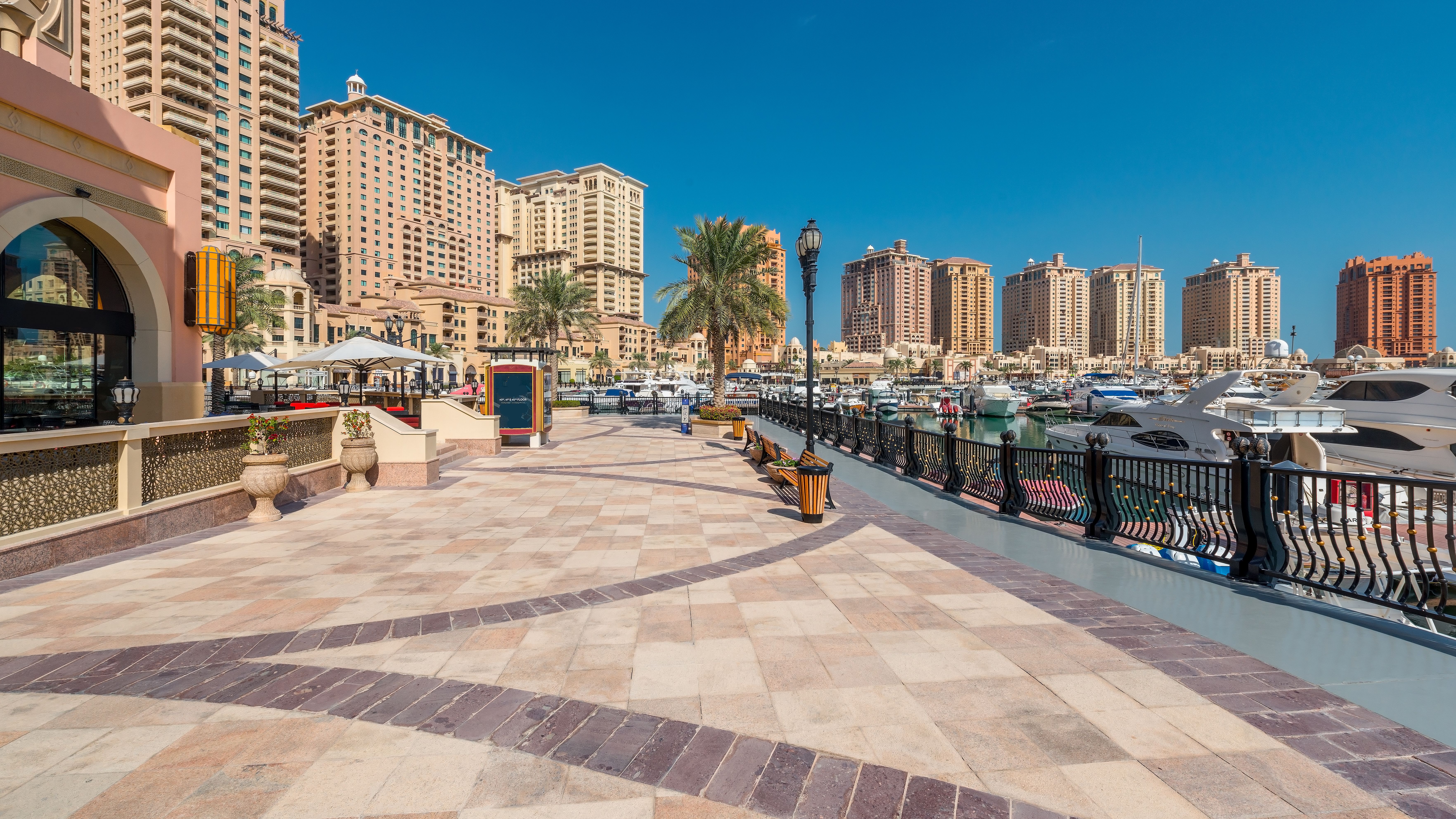 Waterfront walkway along Doha Marina in Qatar