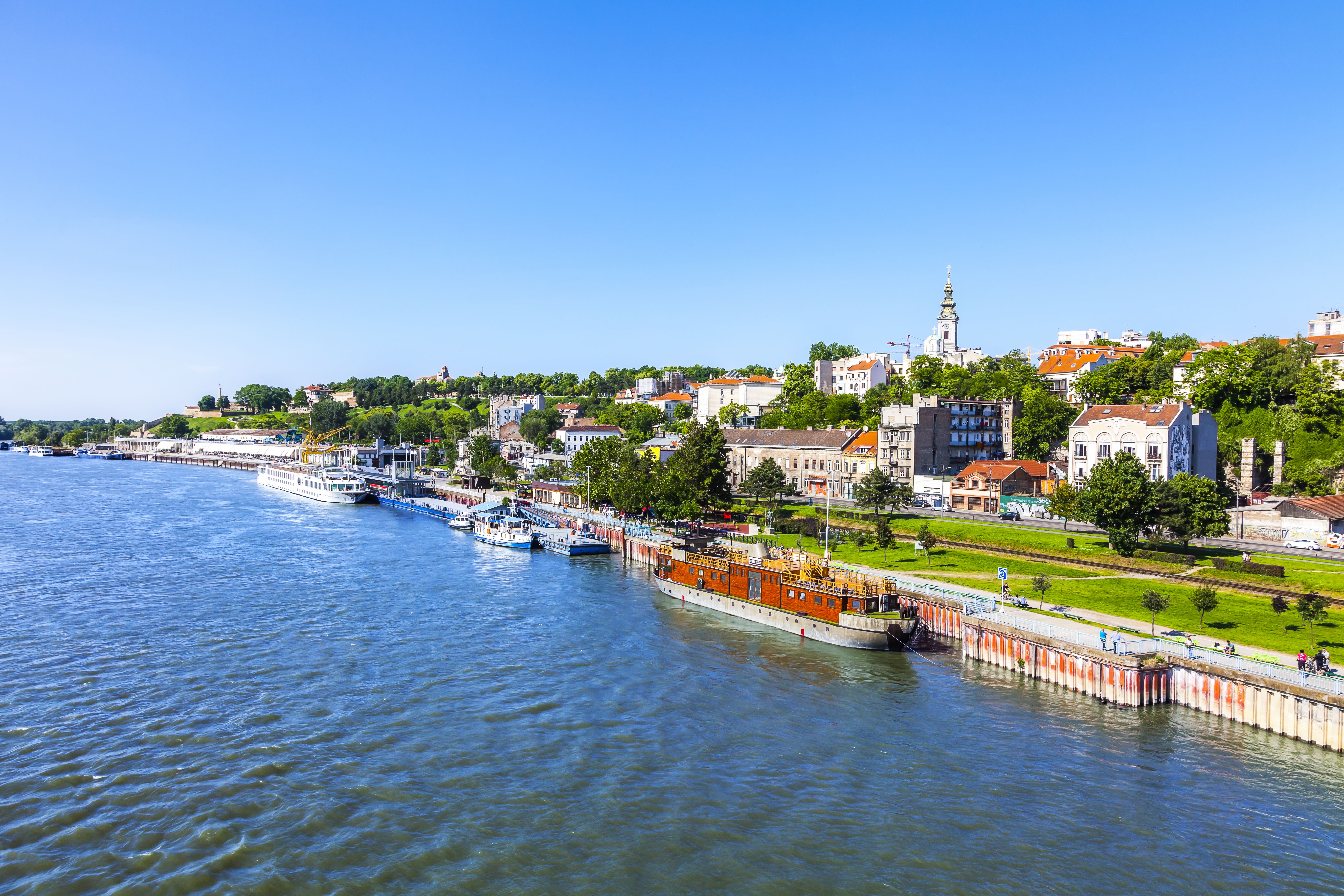 View from Branko's Bridge over Belgrade city, Serbia