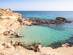 View of Es Calo des Mort beach in Formentera